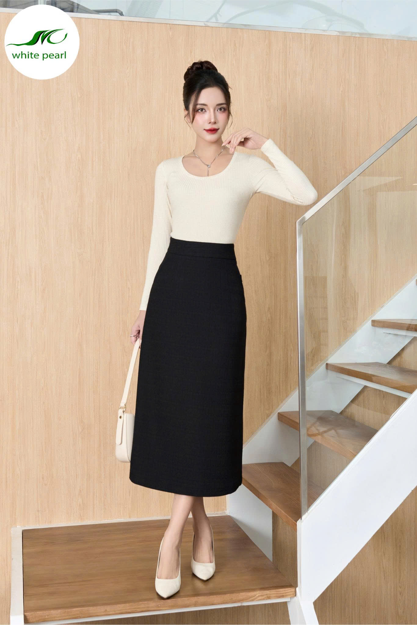 Áo thun cổ tròn Thời Trang Công Sở White Pearl_thumbnail_1