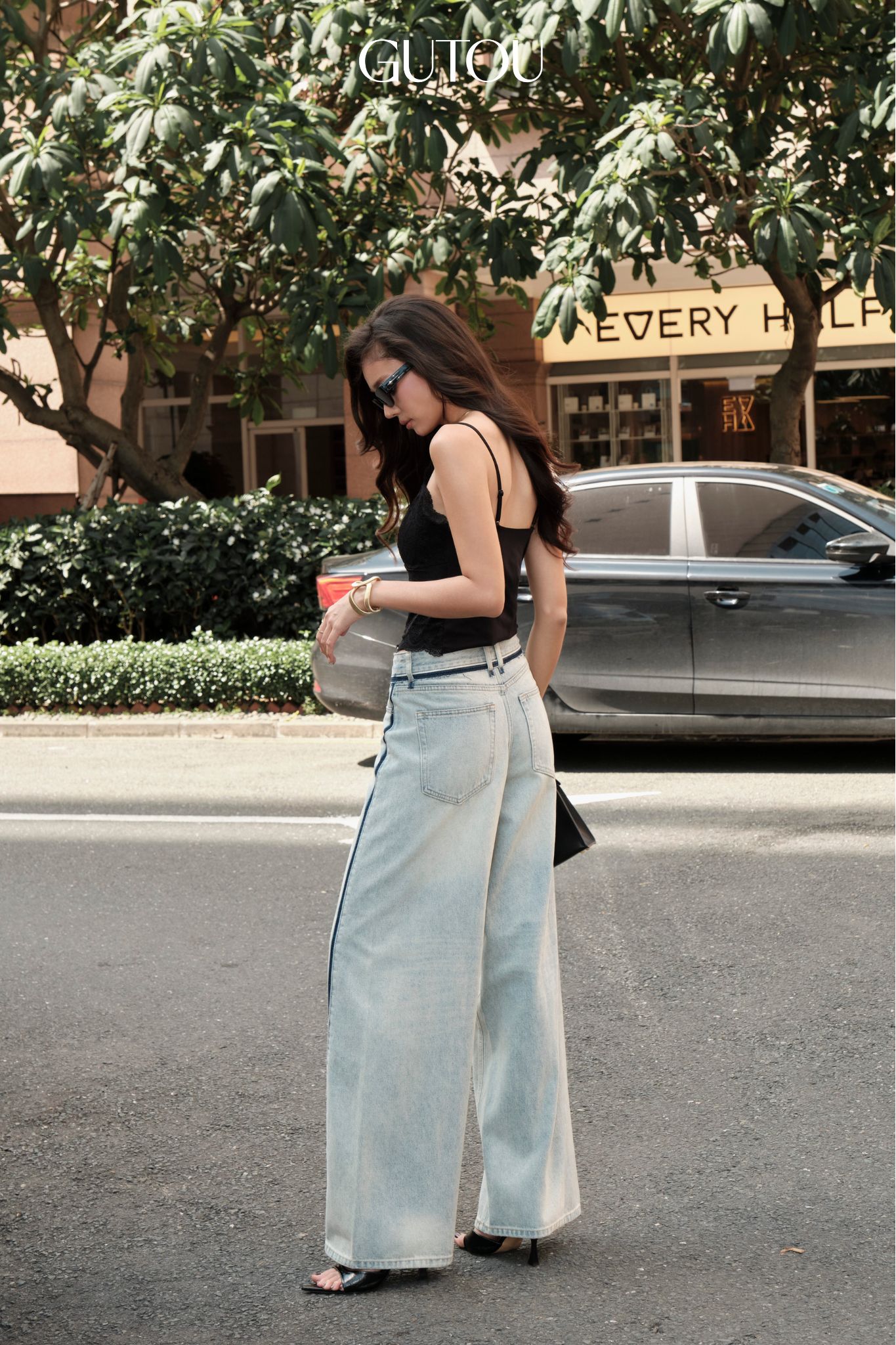 [ GUTOU ] Quần Jeans Suông Merlune Viền Sọc_thumbnail_3