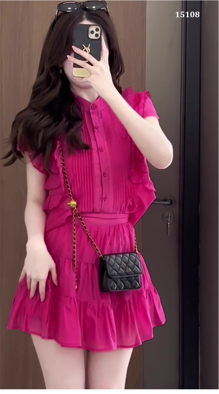 15108-Set áo chân váy hồng tiểu thư ( voan bọt, lót lụa)_thumbnail_3