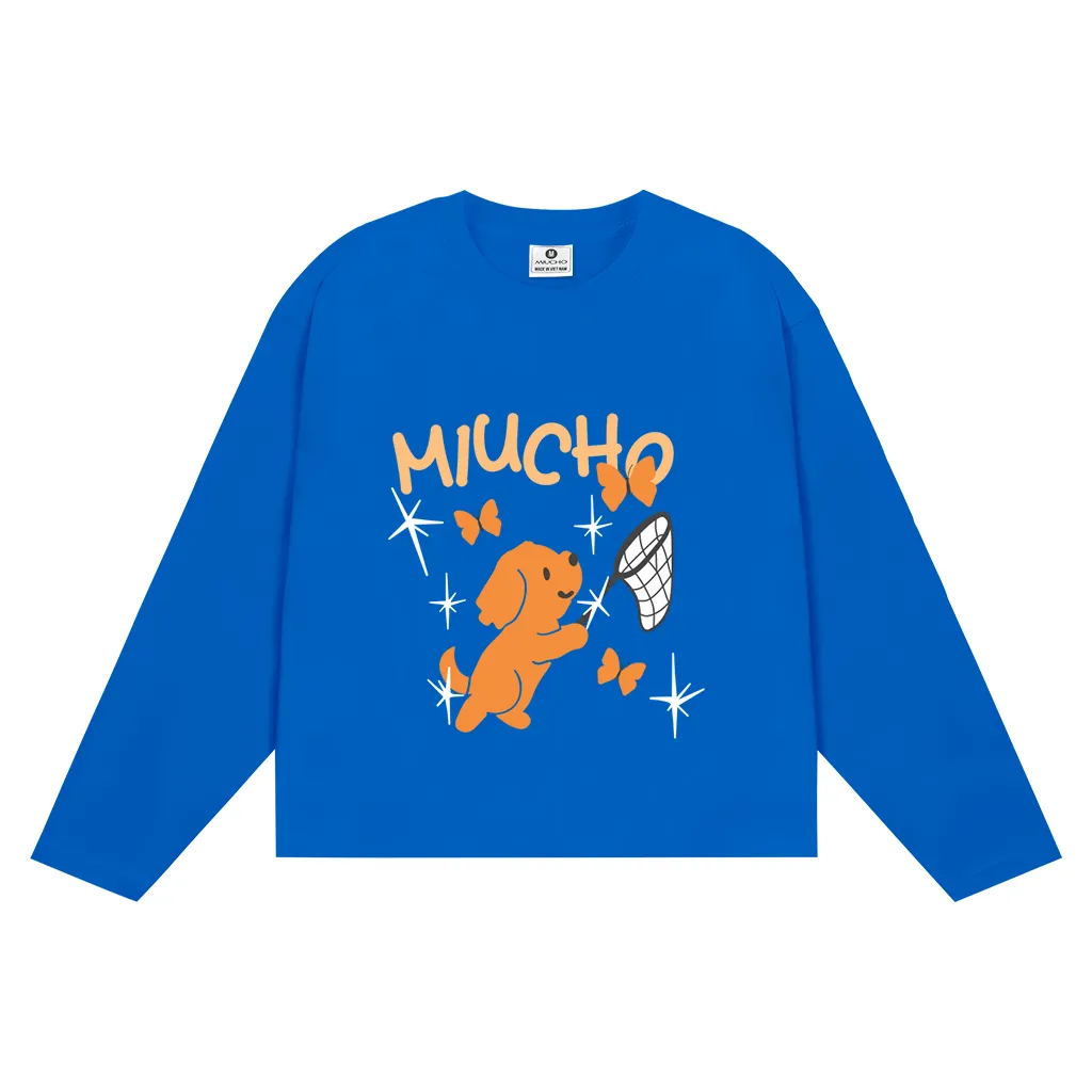 Áo thun boxy nam nữ Miucho chất vải mềm mại thoáng mát cún bắt bướm in mix 2834_thumbnail_13