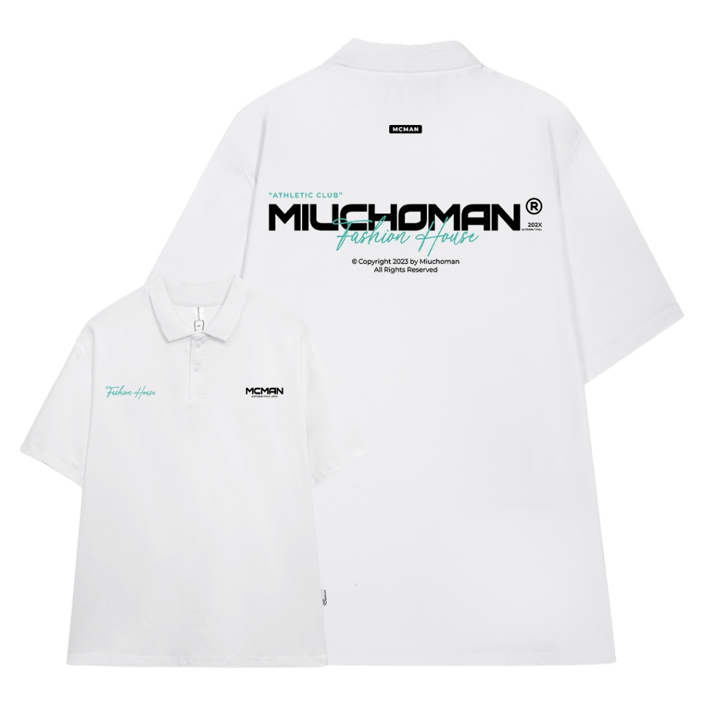 Polo nam đứng form tôn dáng PLD389 Miucho Man tay ngắn vải cotton Cổ trụ in basic_thumbnail_4