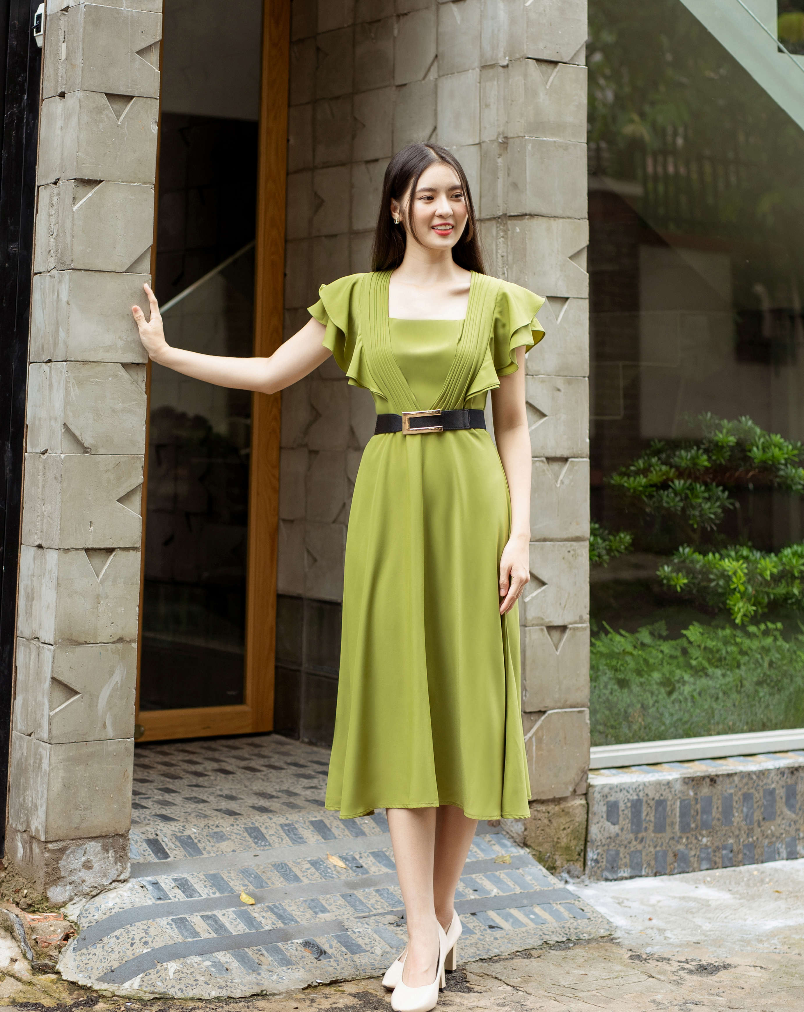 Đầm xòe tay cánh tiên xếp ly sang trọng_thumbnail_0