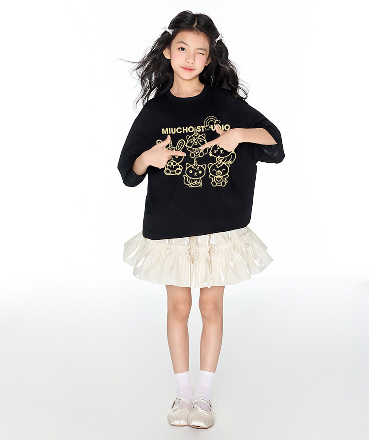 Áo thun bé gái form rộng dễ thương chất vải cotton thoáng mát AED1522 Miucho Kid in artwork_thumbnail_5