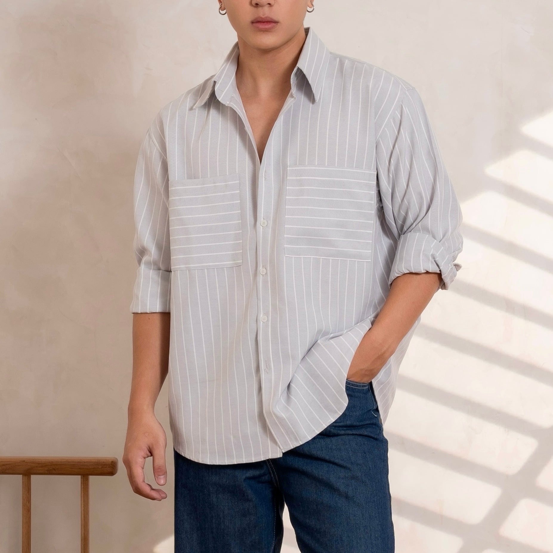 Áo Sơ Mi Dài Tay Mike Striped Vải Oxford Form Relaxed_thumbnail_4