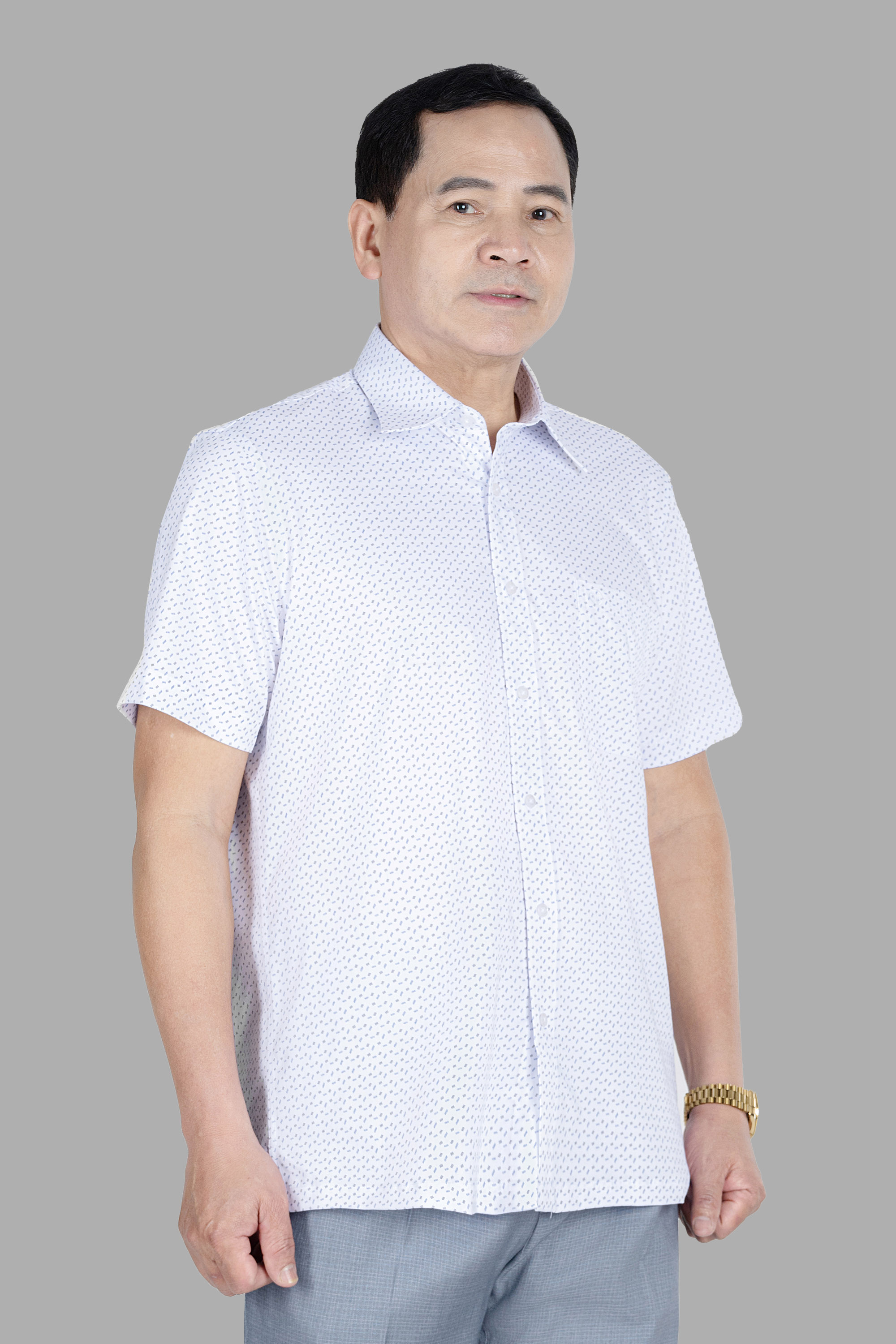 Sơ Mi Cộc Tay Họa Tiết Nam Trung Niên ANCHI Chất Liệu Sợi Sồi Cao Cấp Phom Suông Vạt Ngang Màu Trắng Bi_thumbnail_21