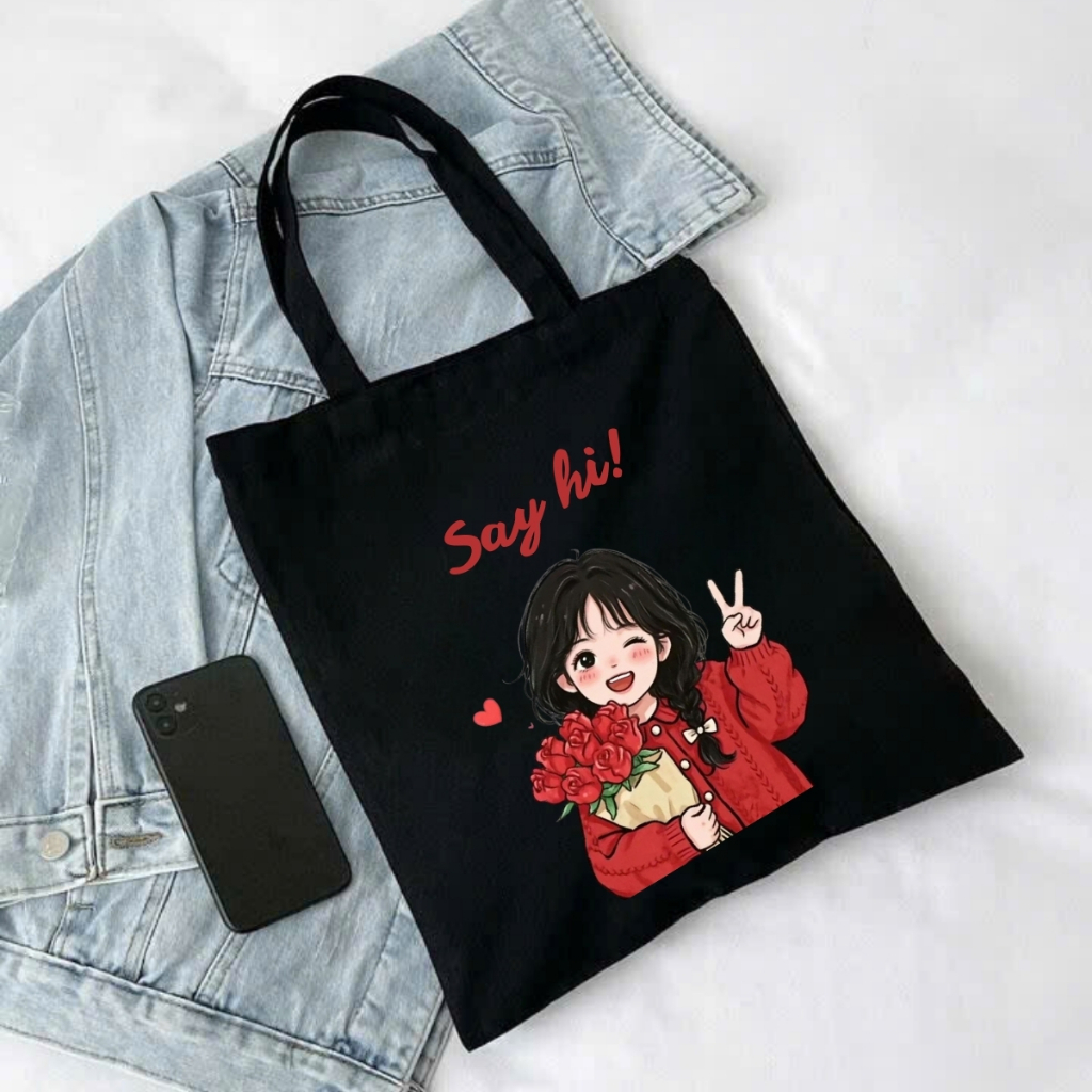 Túi Tote BST cô gái  - Túi vải canvas có túi phụ và khoá kéo đựng vừa A4 và laptop (33x37cm) - TOTE28_thumbnail_7