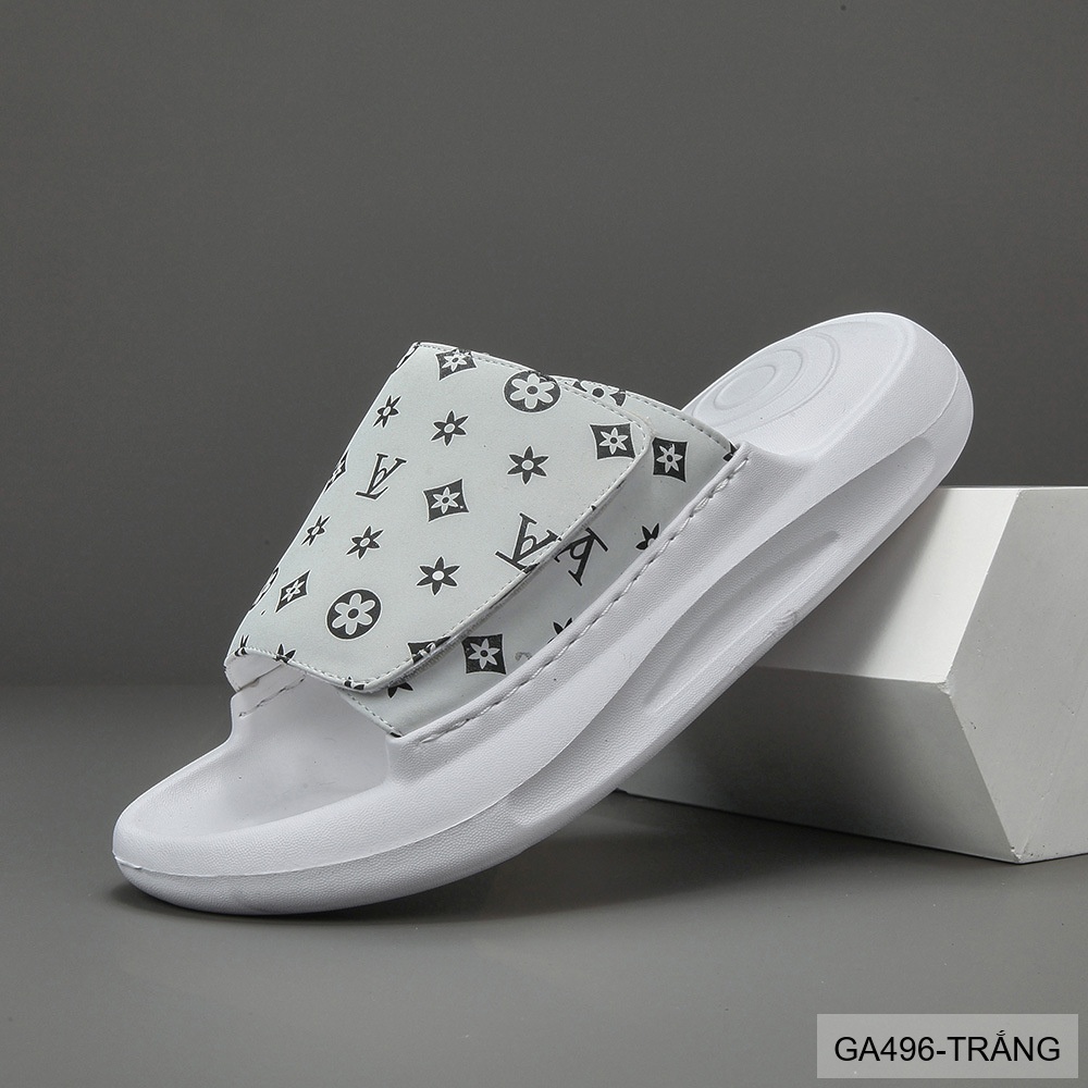 GA496 - Dép xỏ ngón nam thời trang đế dày họa tiết logo, màu trắng đen