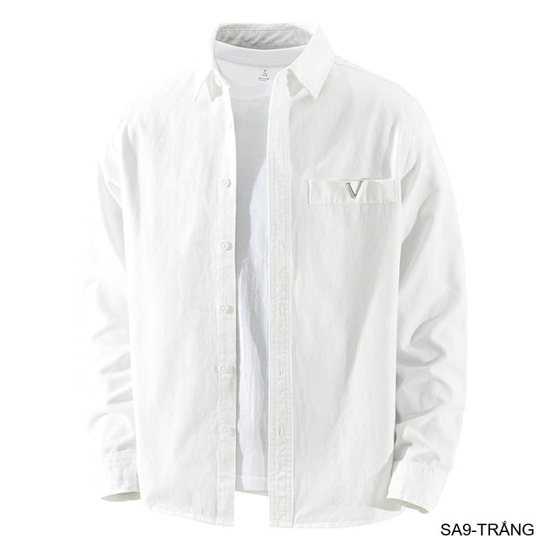 SA9 - Áo sơ mi nam dài tay phong cách Nhật Bản, chất cotton mềm mại, form rộng thoải mái