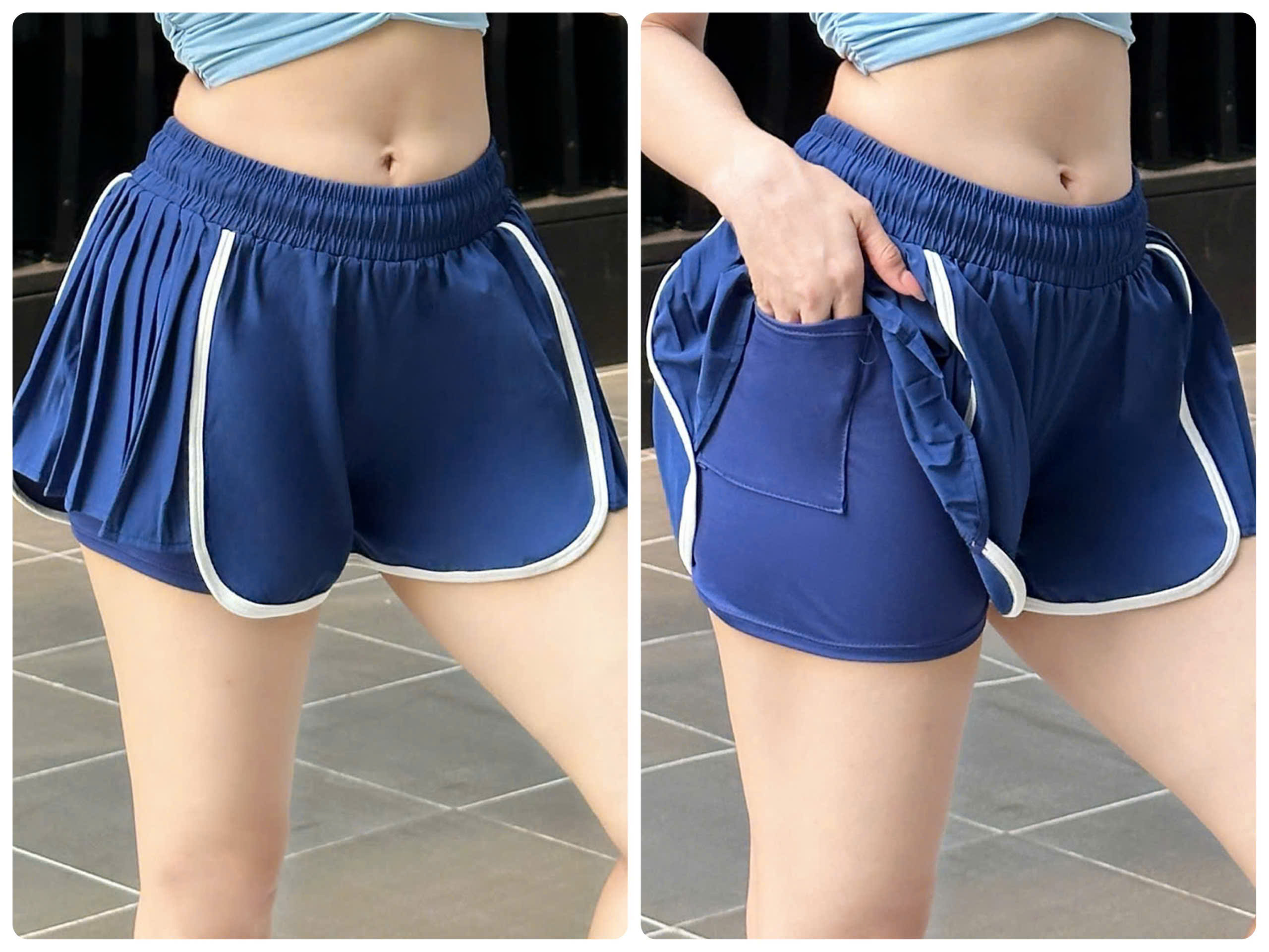 Quần Đùi Thể Thao Nữ Boxer 2 Lớp Xếp Li 2 Bên Phối Viền_thumbnail_12