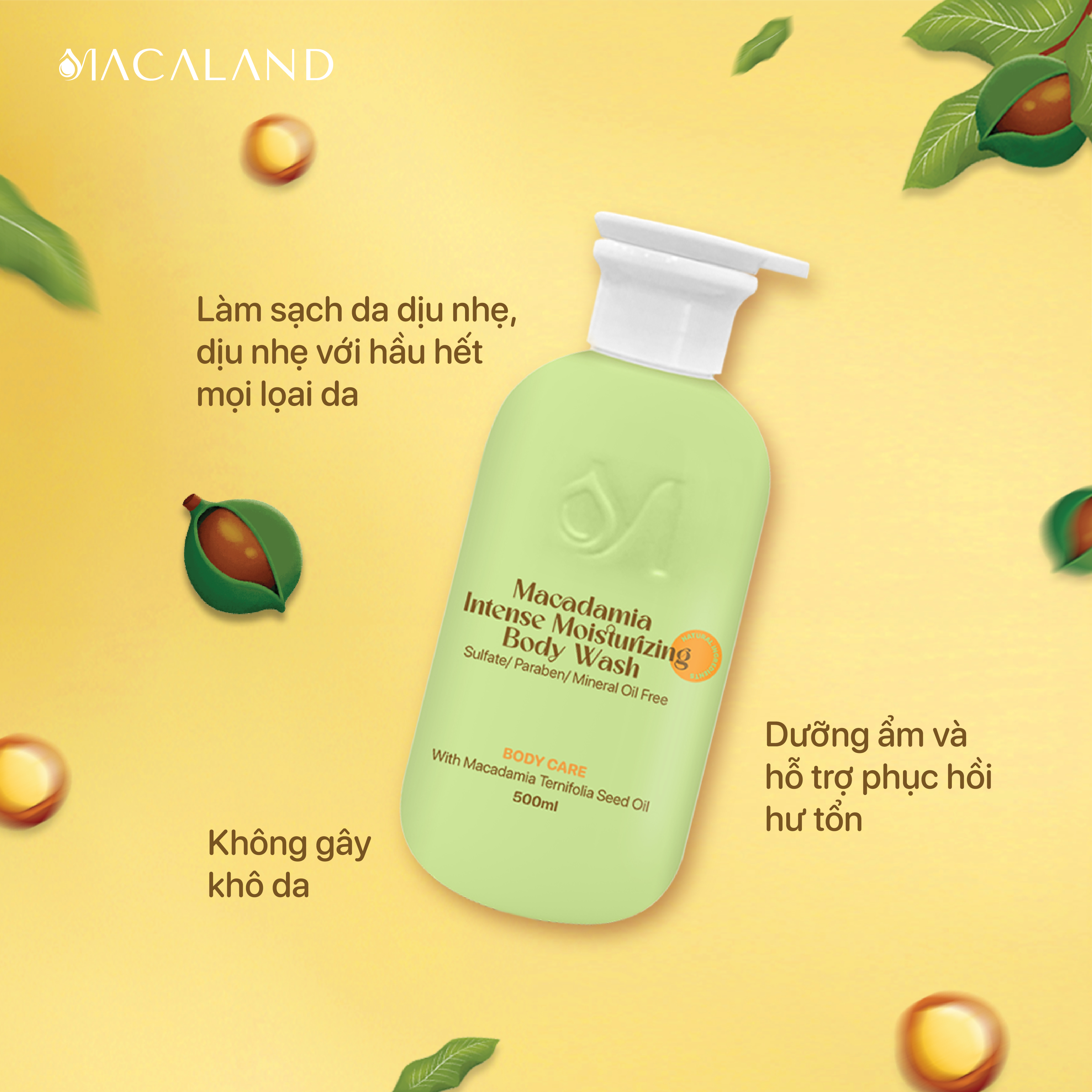 Sữa Tắm Dưỡng Ẩm Mắc Ca MACALAND 250ml Không Sulfate, Cấp Ẩm, Dưỡng Da Sáng Mịn_thumbnail_9