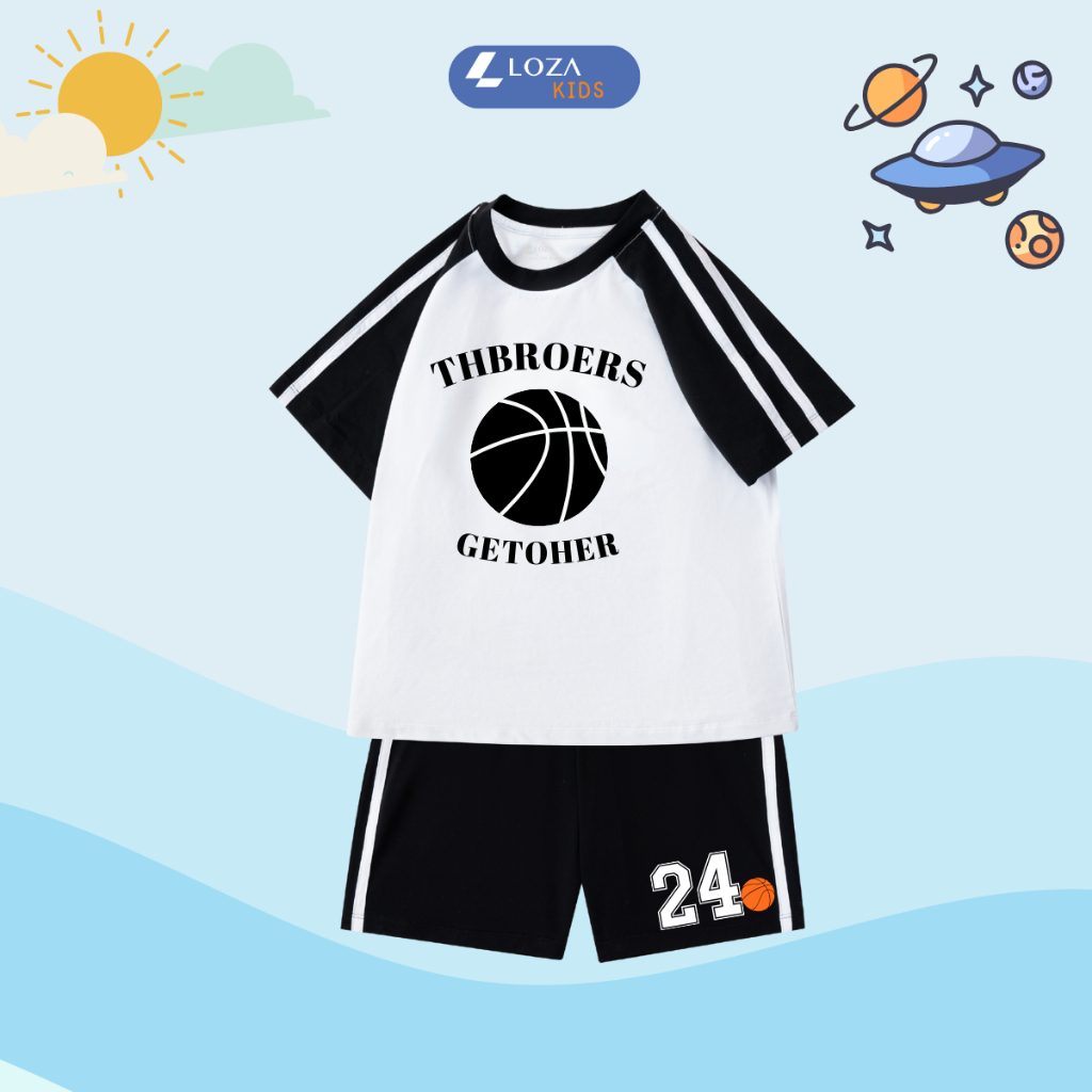 Đồ bộ bé trai phối viền in hình quả bóng số 24 - Loza BF369_thumbnail_3