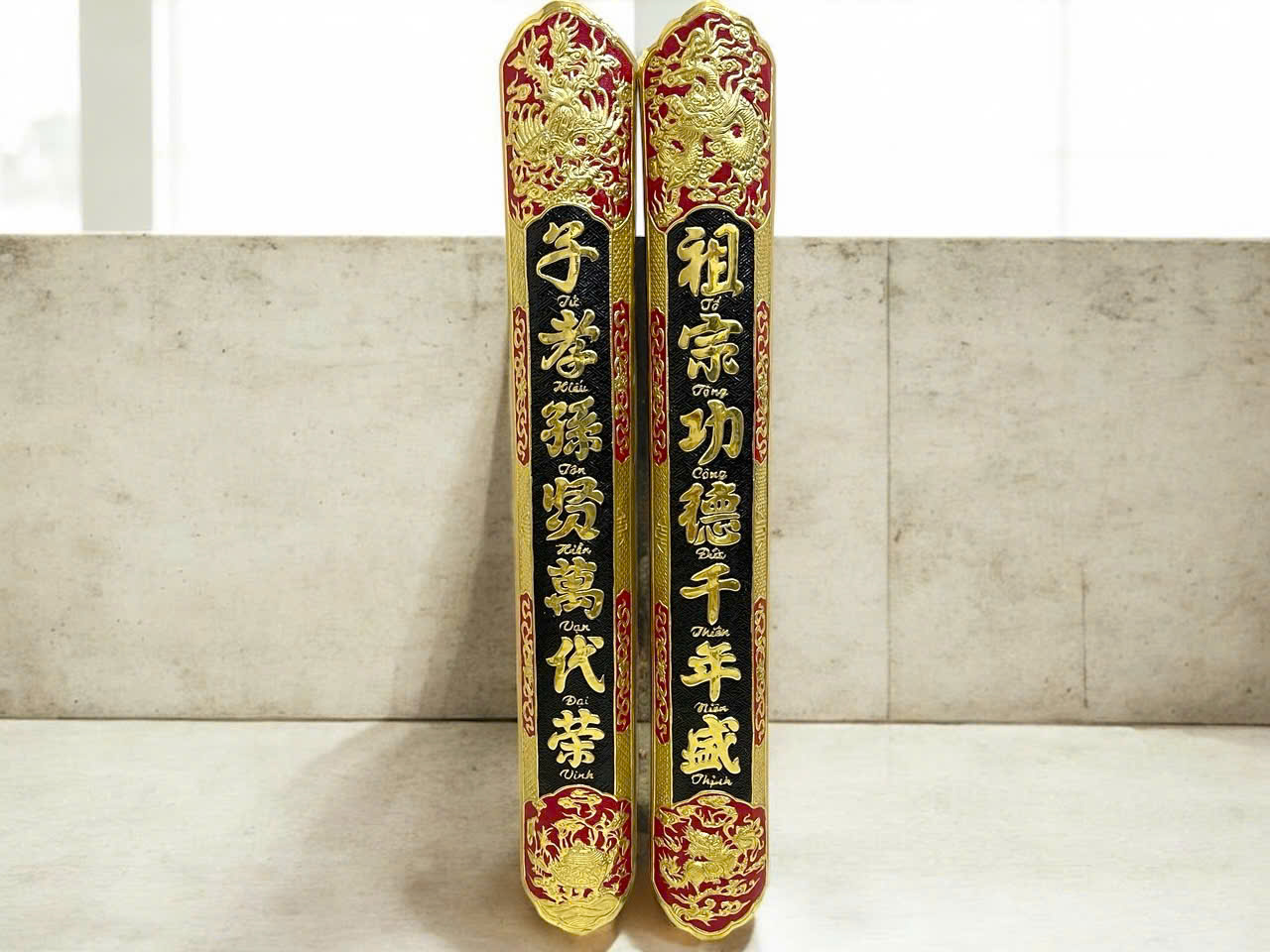 Hoành phi câu đối bằng đồng tô nên đỏ KT 1M55_thumbnail_2