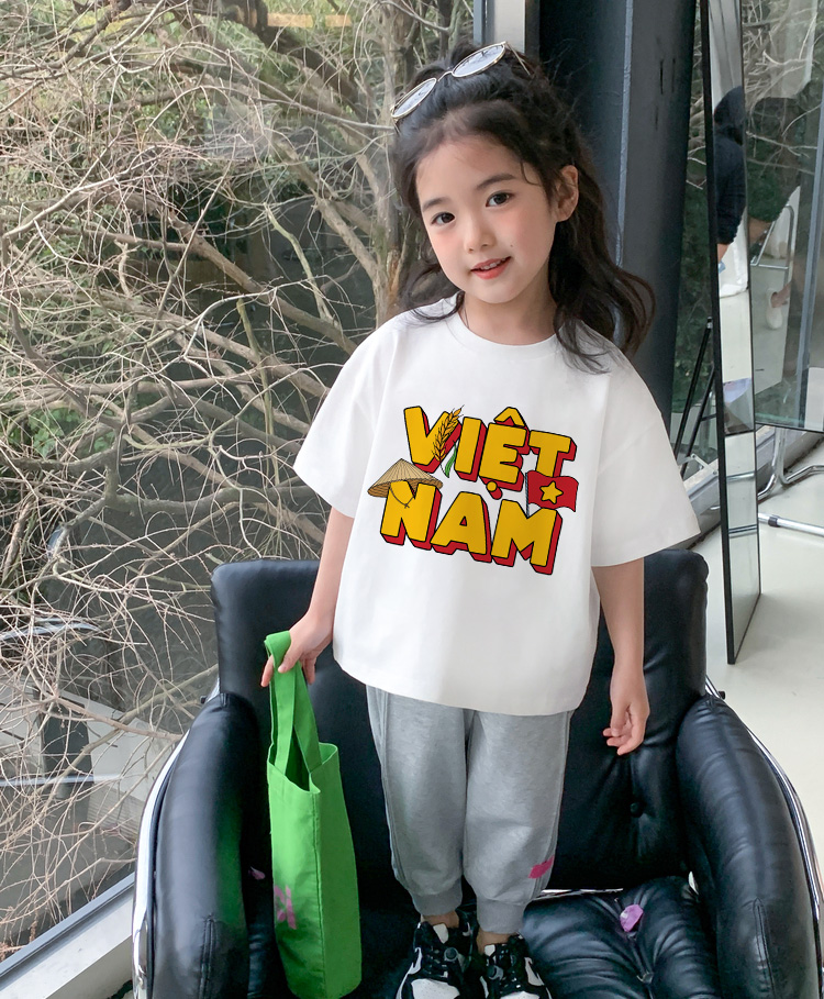 Áo thun Việt Nam tôi yêu cho bé gái form rộng 2134 Miucho Kid vải cotton thoáng mát co giãn in mix_thumbnail_2