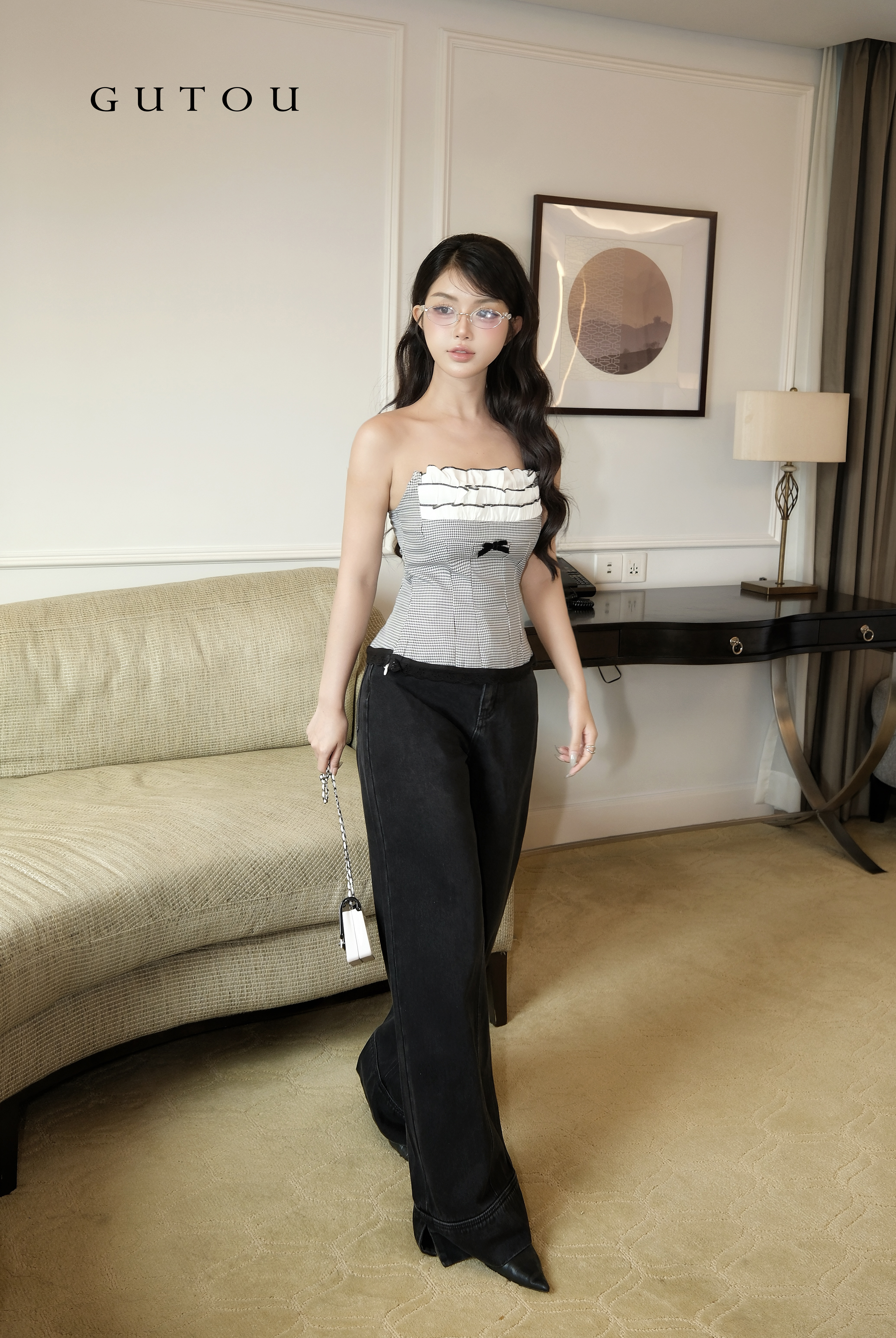 [ GUTOU ] Quần Jean Suông Basic Lai Xẻ_thumbnail_8