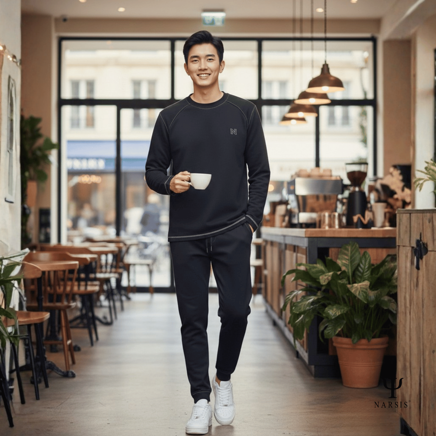 Bộ Thu Đông Nam Cotton Nỉ NARSIS Cao Cấp E25016, Bộ Đồ Nam Dài Tay Giữ Ấm, Form Thể Thao Trẻ Trung_thumbnail_4