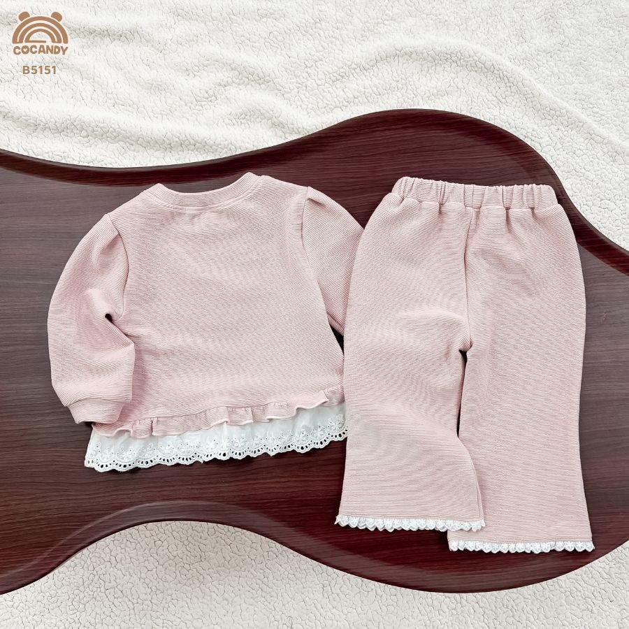 Bộ dài len gân HỒNG NHẠT phối bèo TRẮNG_thumbnail_1