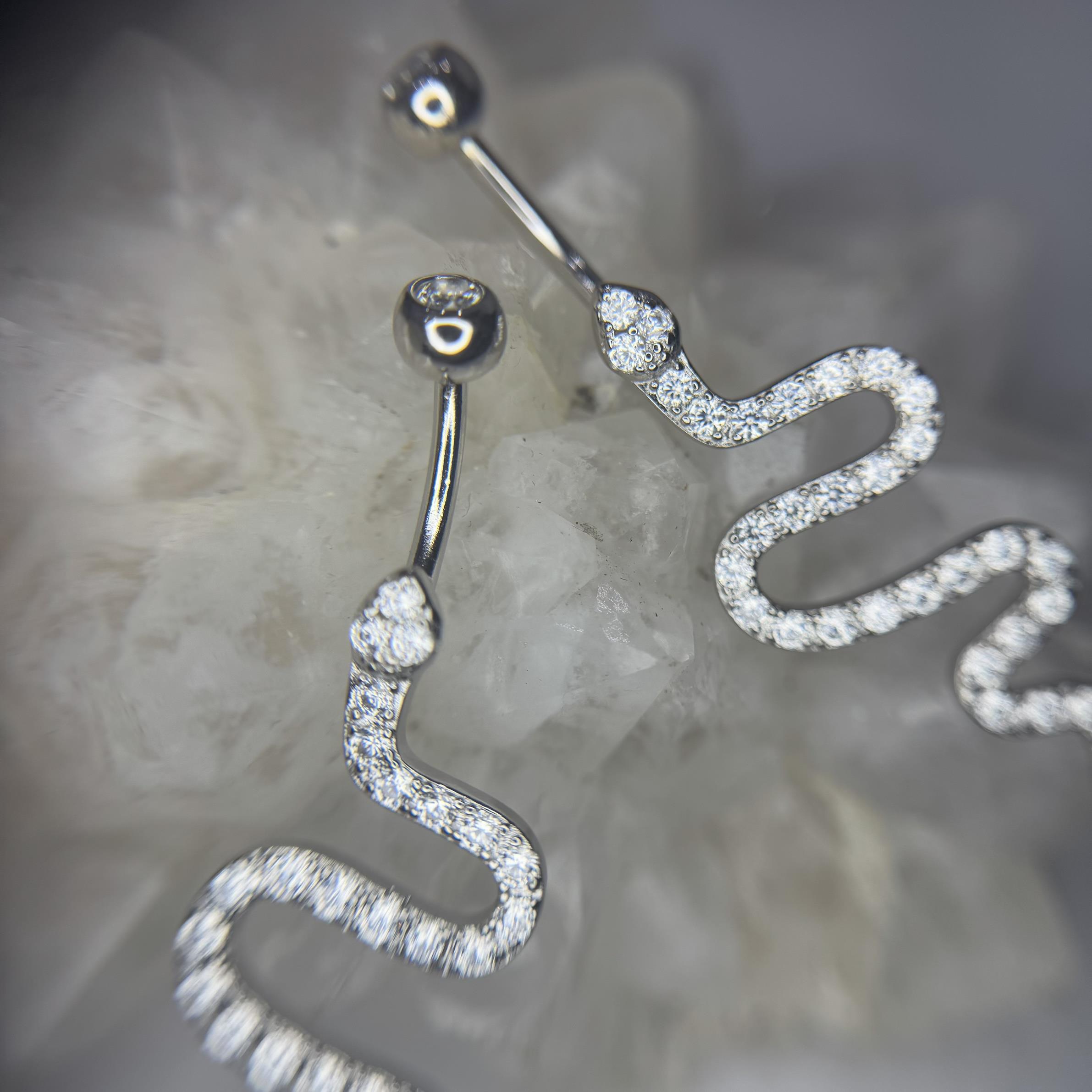 rốn bạc xi bạch kim con rắn uốn éo dài kim full kim cương _thumbnail_2