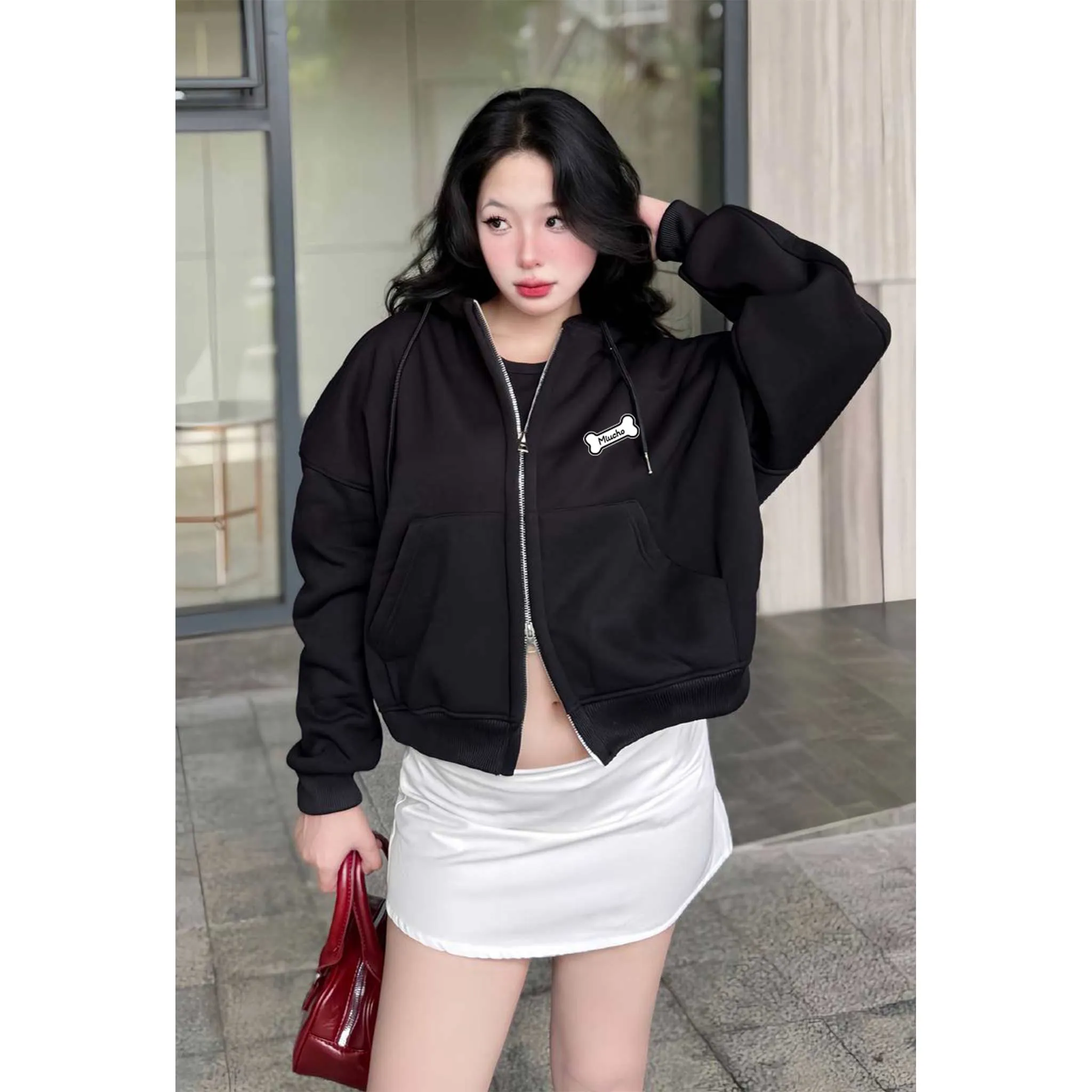 Áo hoodie zip form boxy hình cún dễ thương 2631 Miucho vải nỉ 2 da dày dặn thoáng mát giữ ấm tốt in mix_thumbnail_6