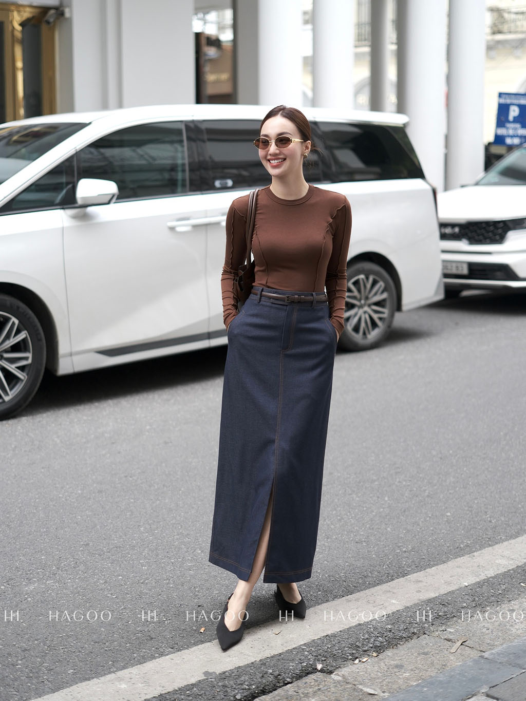 Chân váy Denim suông cạp bản to HAGOO_thumbnail_4