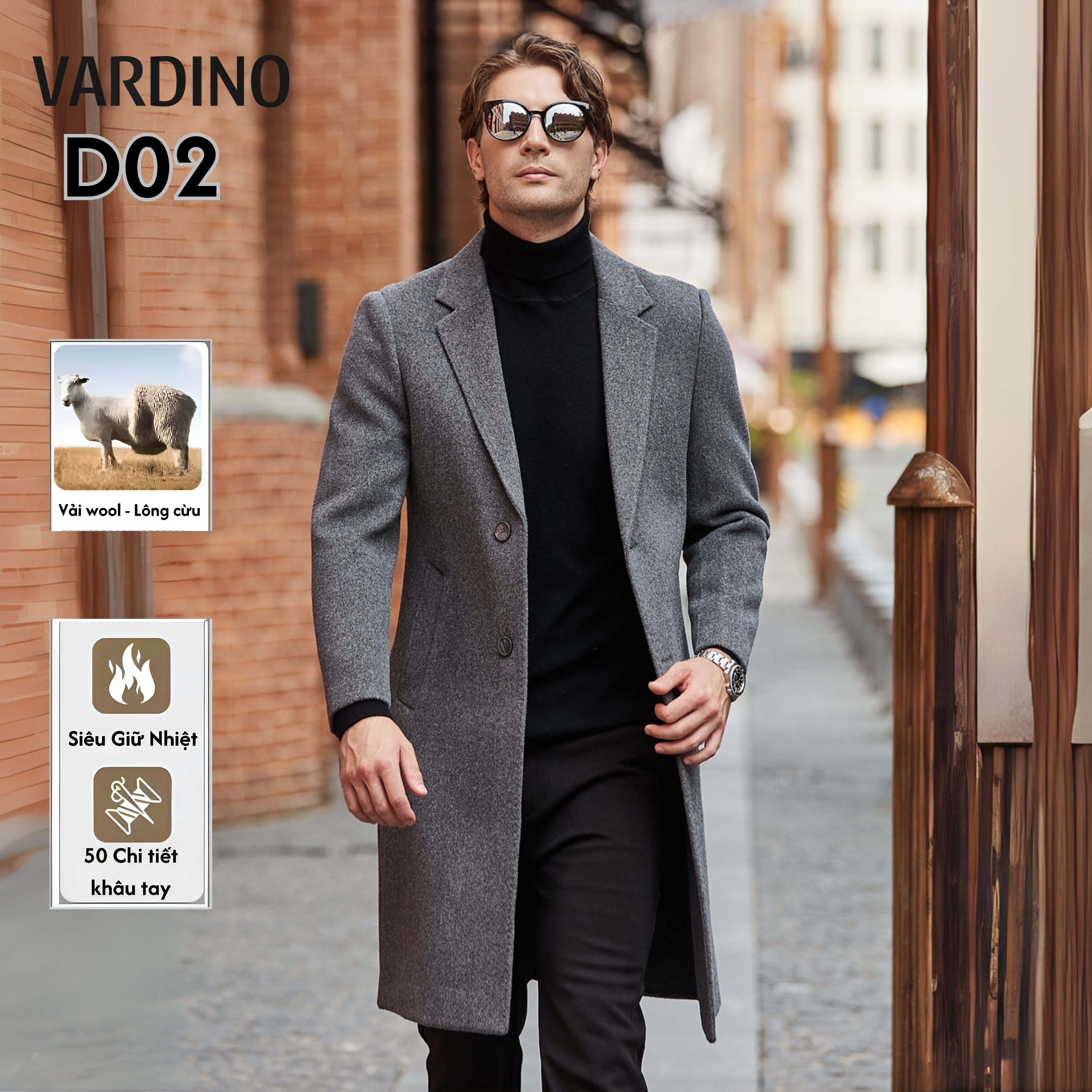 Áo khoác Mangto dáng dài lông cừu 2 lớp D02