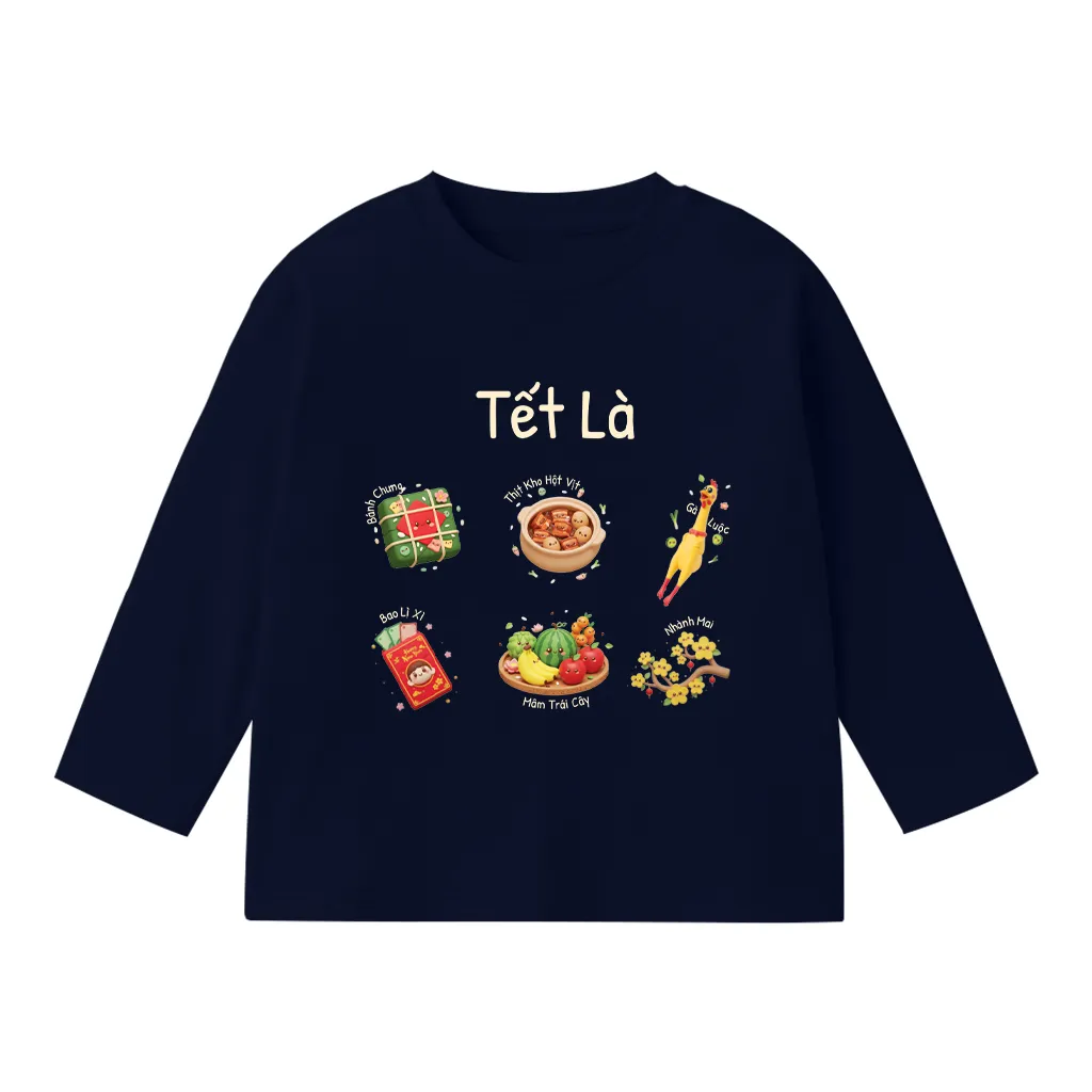 Áo thun kid tay dài form rộng Kado vải cotton thoáng mát mềm mại Tết đến bé vui in mix 2921_thumbnail_11