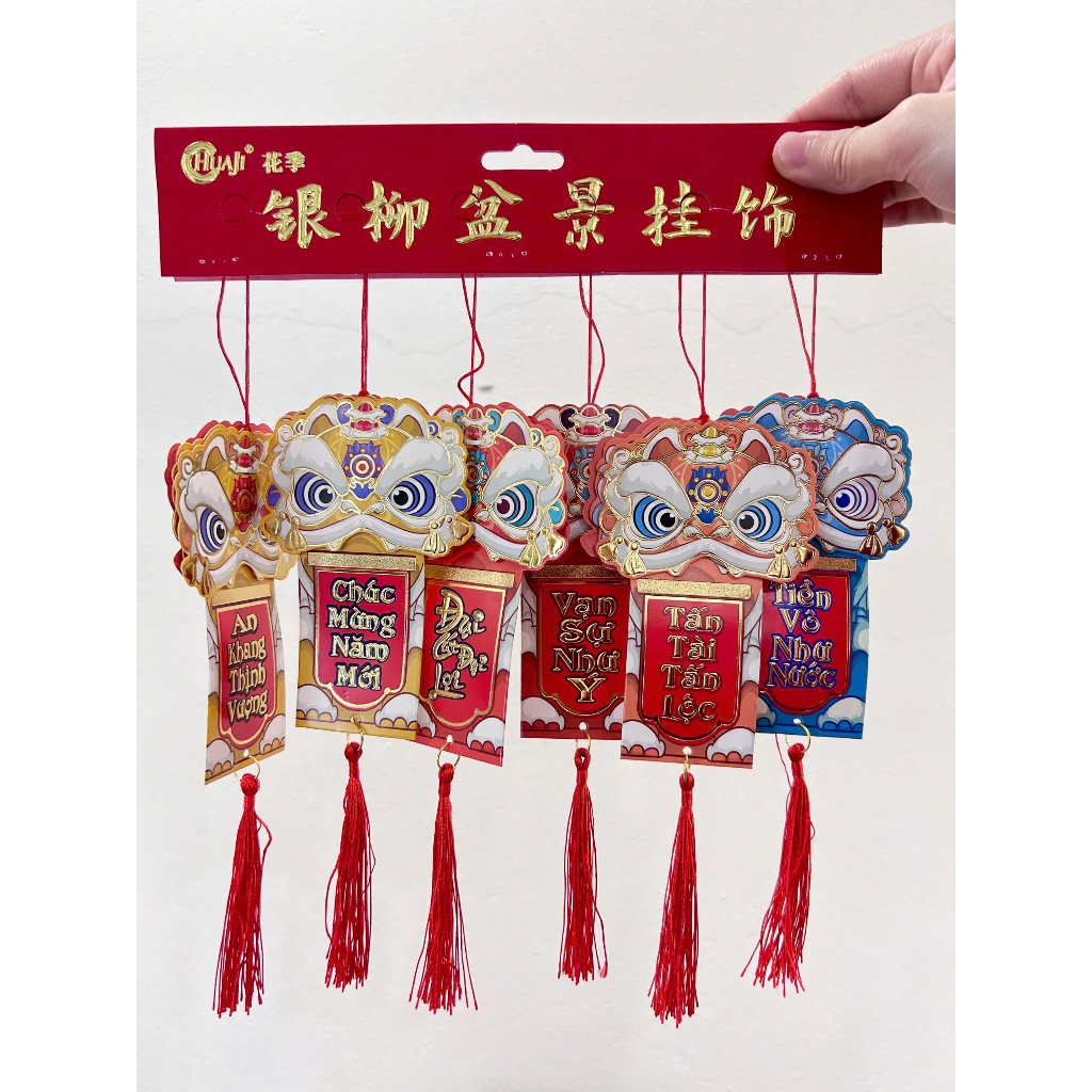 Bộ SET 6 Dây Treo Trang Trí Tết, Đầu Lân Chúc Phúc, Treo Cây Mai Cửa Nhà, Đỏ Vàng May Mắn 356BD_thumbnail_3