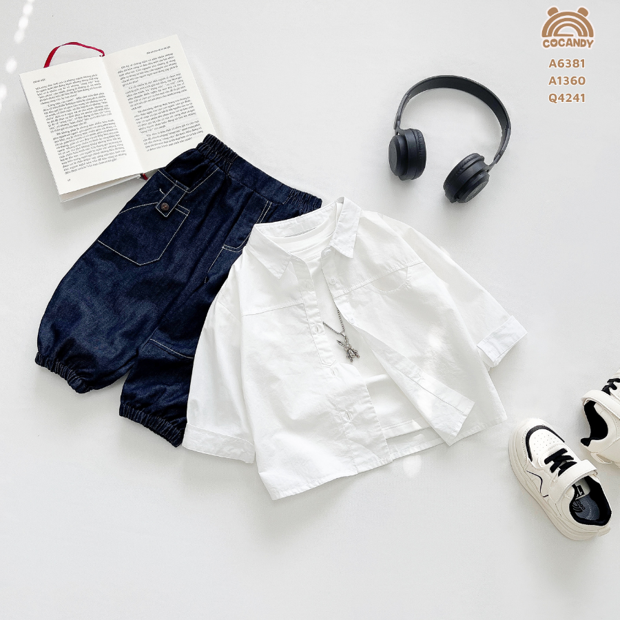 Áo dài sơ mi TRẮNG túi ngực khoét tròn