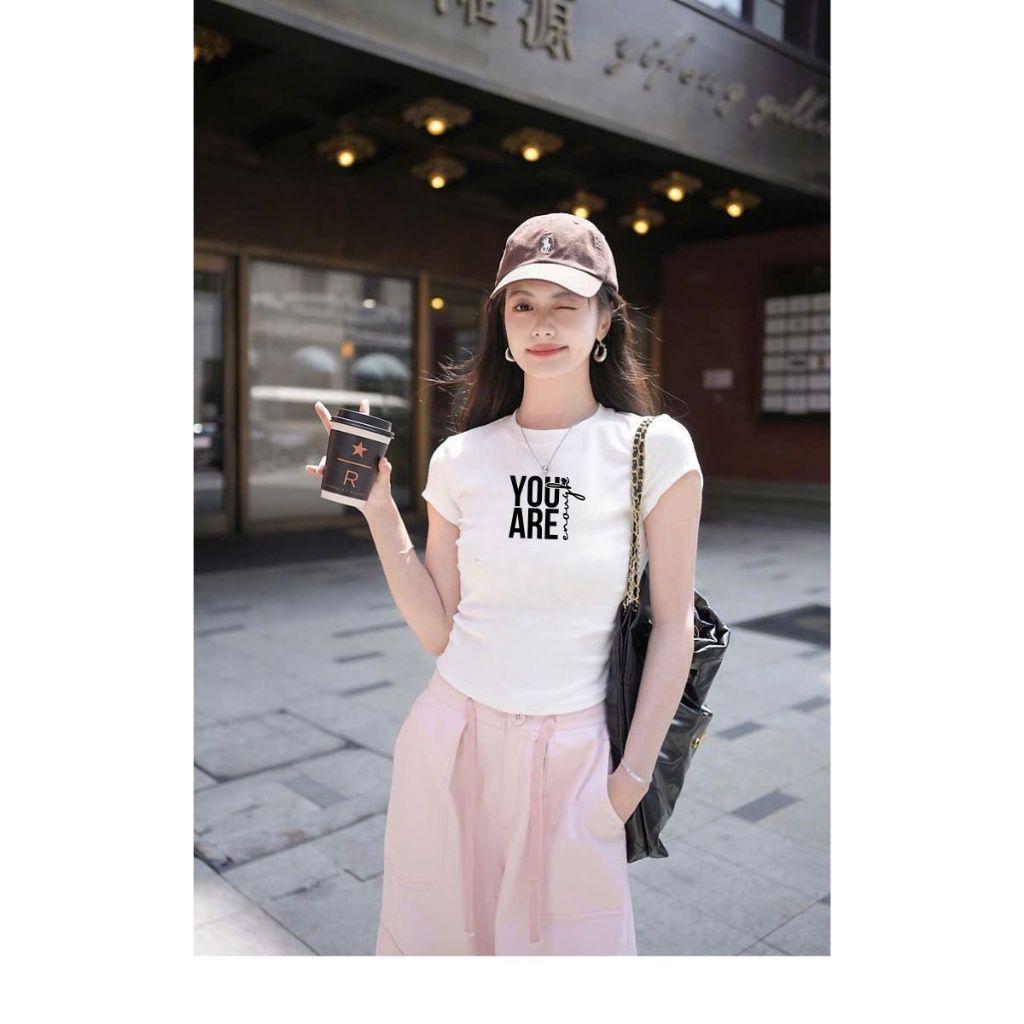 [Form Ôm] Áo croptop nữ You are enough - Áo laptop kiểu chất cotton LOZA CR7867_thumbnail_2
