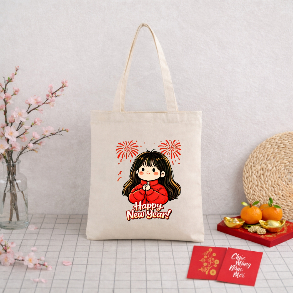 Túi Tote BST Bé gái Tết 2026 - Túi vải canvas có túi phụ và khoá kéo đựng vừa A4 và laptop (33x37cm) - TOTE34_thumbnail_4
