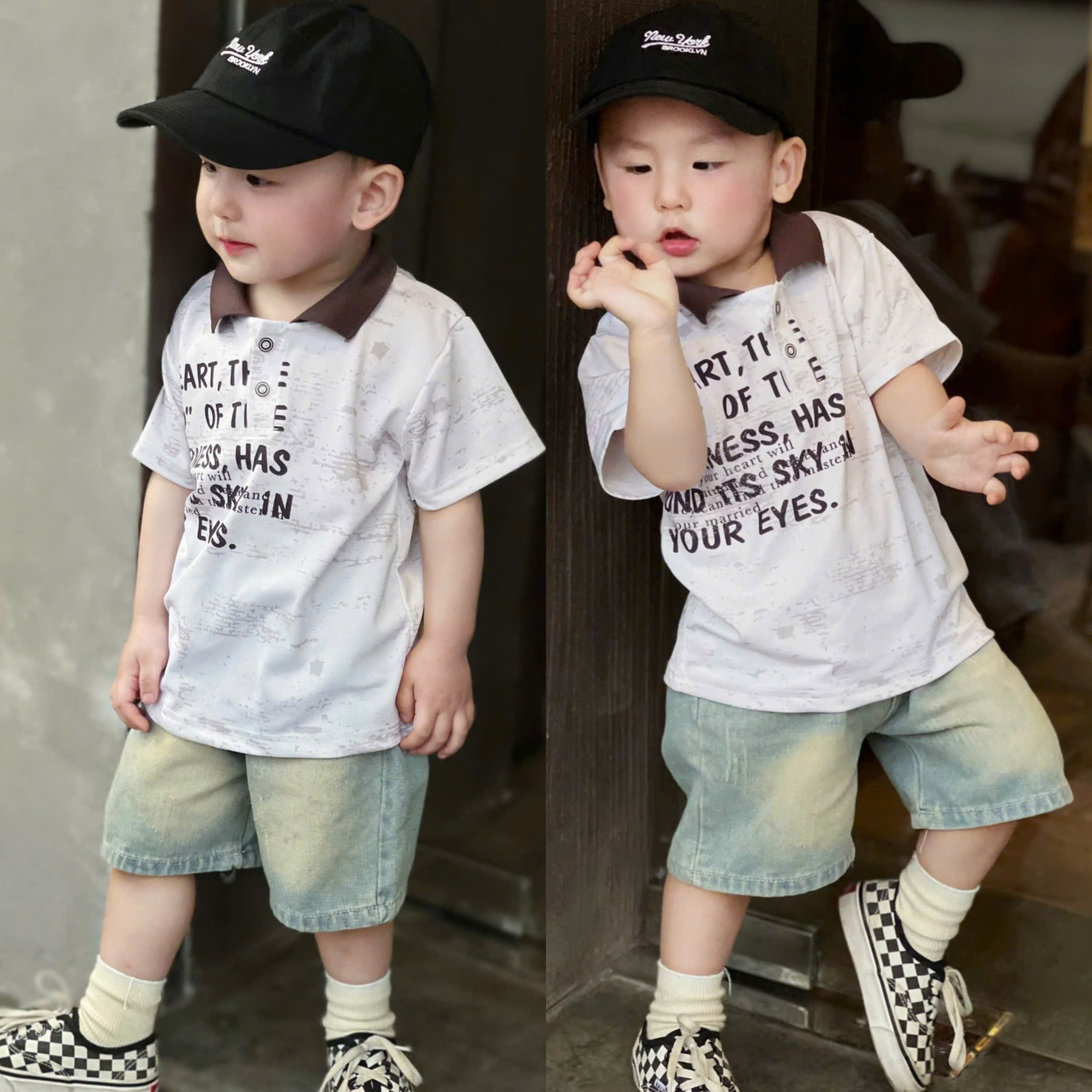 C05 BỘ POLO QUẦN BÒ CỔ NÂU PHỐI CHỮ LOANG- A116.814