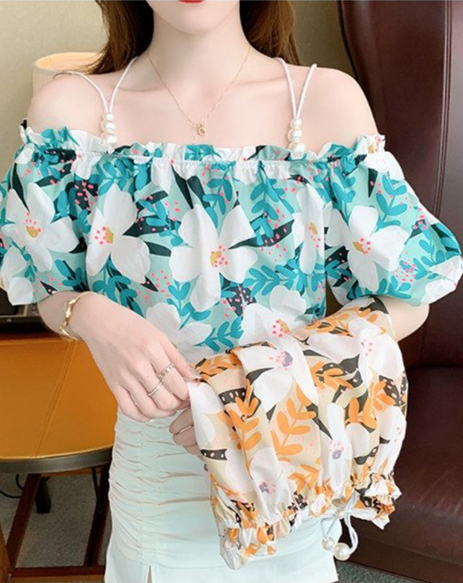 Áo kiểu trễ vai đính hột châu