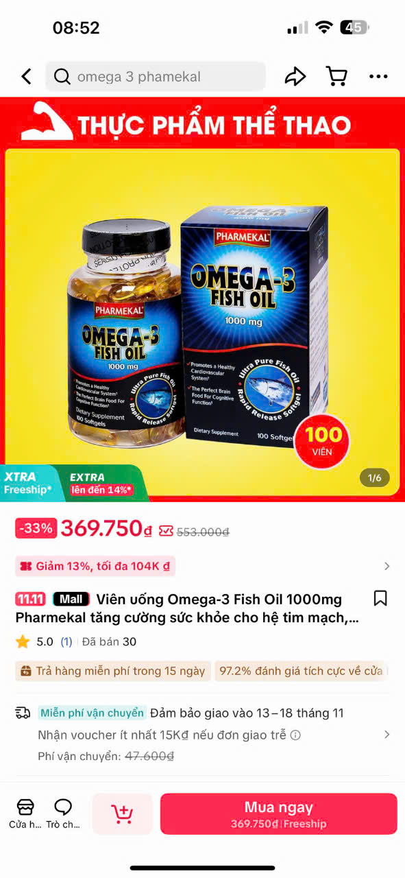 Dầu Cá Pharmekal Omega-3 Fish Oil 100 Viên_thumbnail_5
