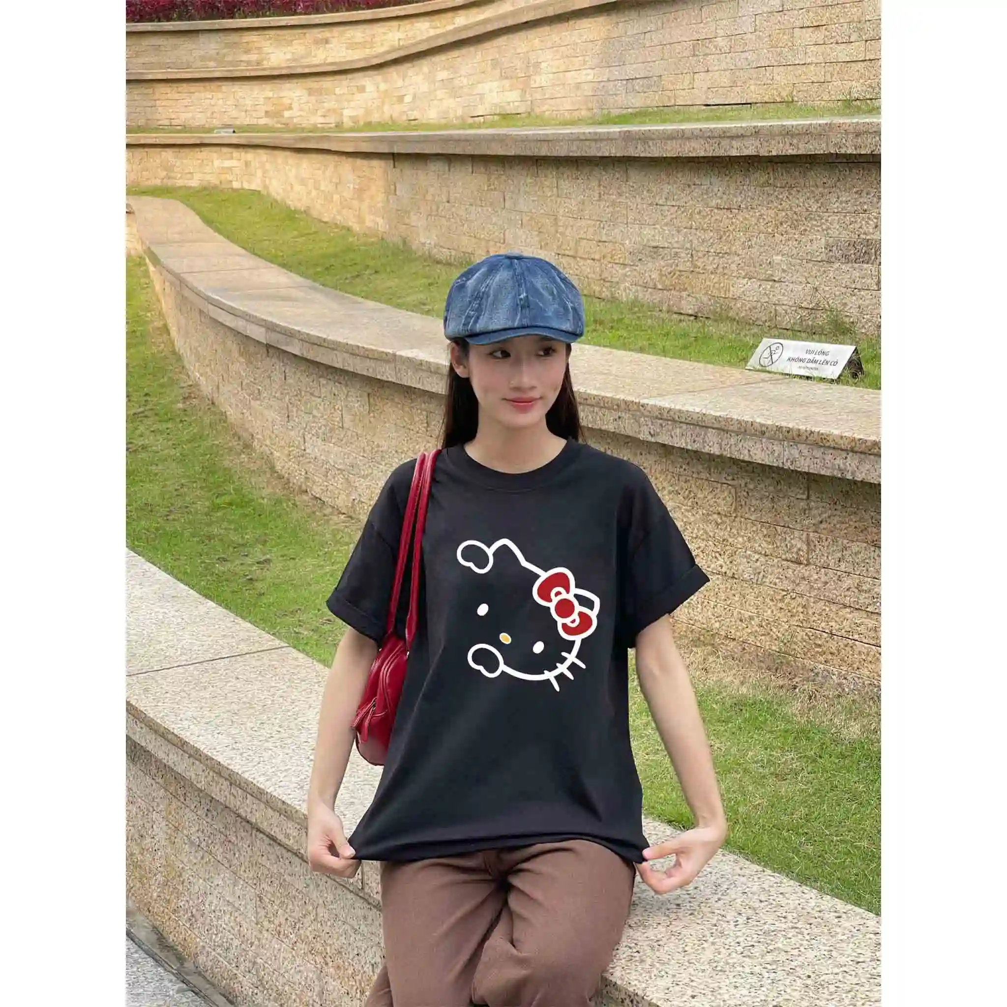 Áo thun nữ form boxy Miucho vải cotton thoáng mát mềm mại nhiều màu Hello Kitty in mix 2775_thumbnail_3