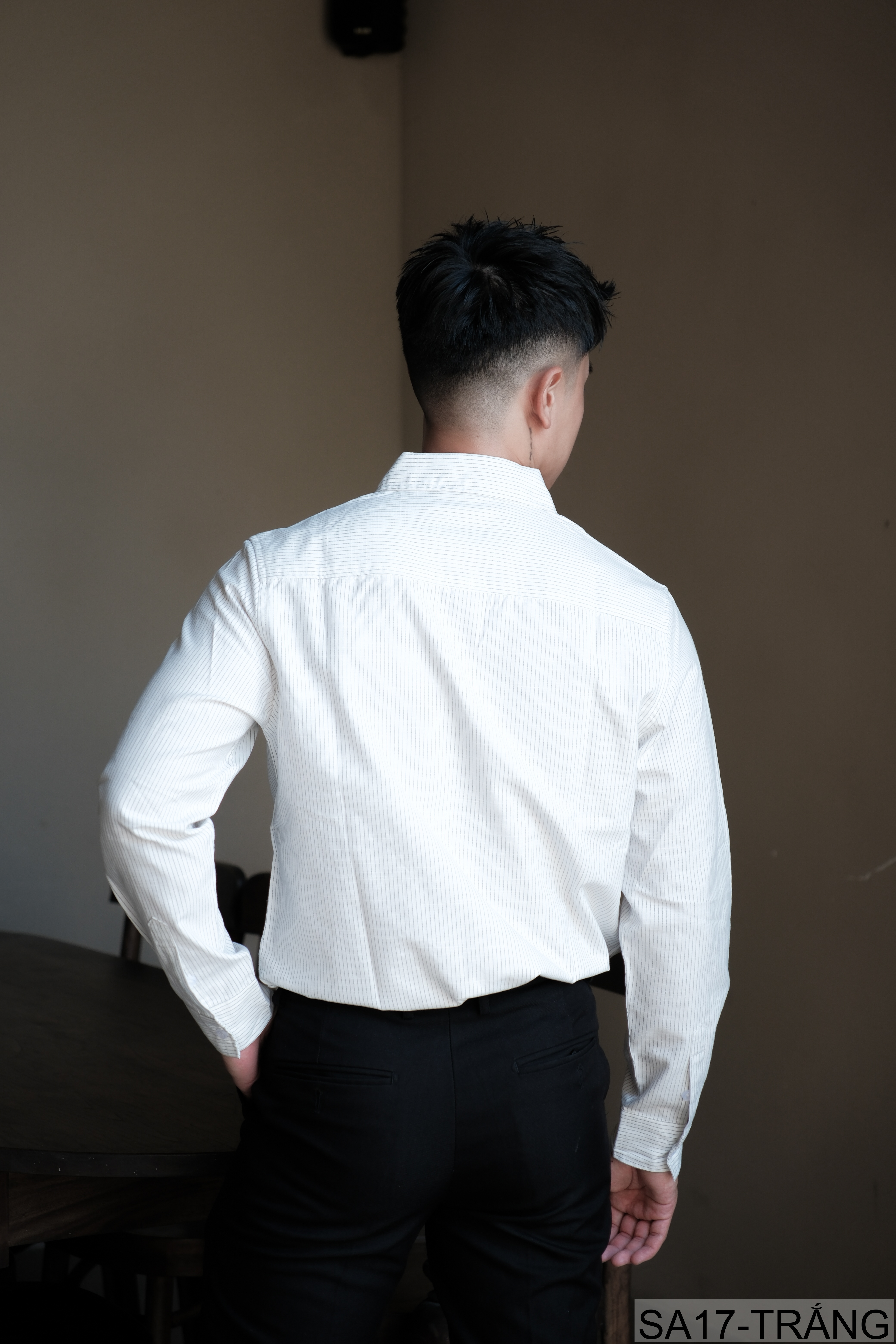 SA17 - Áo sơ mi nam dài tay thêu họa tiết mèo, form rộng, chất cotton 100%, phối sọc thời thượng_thumbnail_4