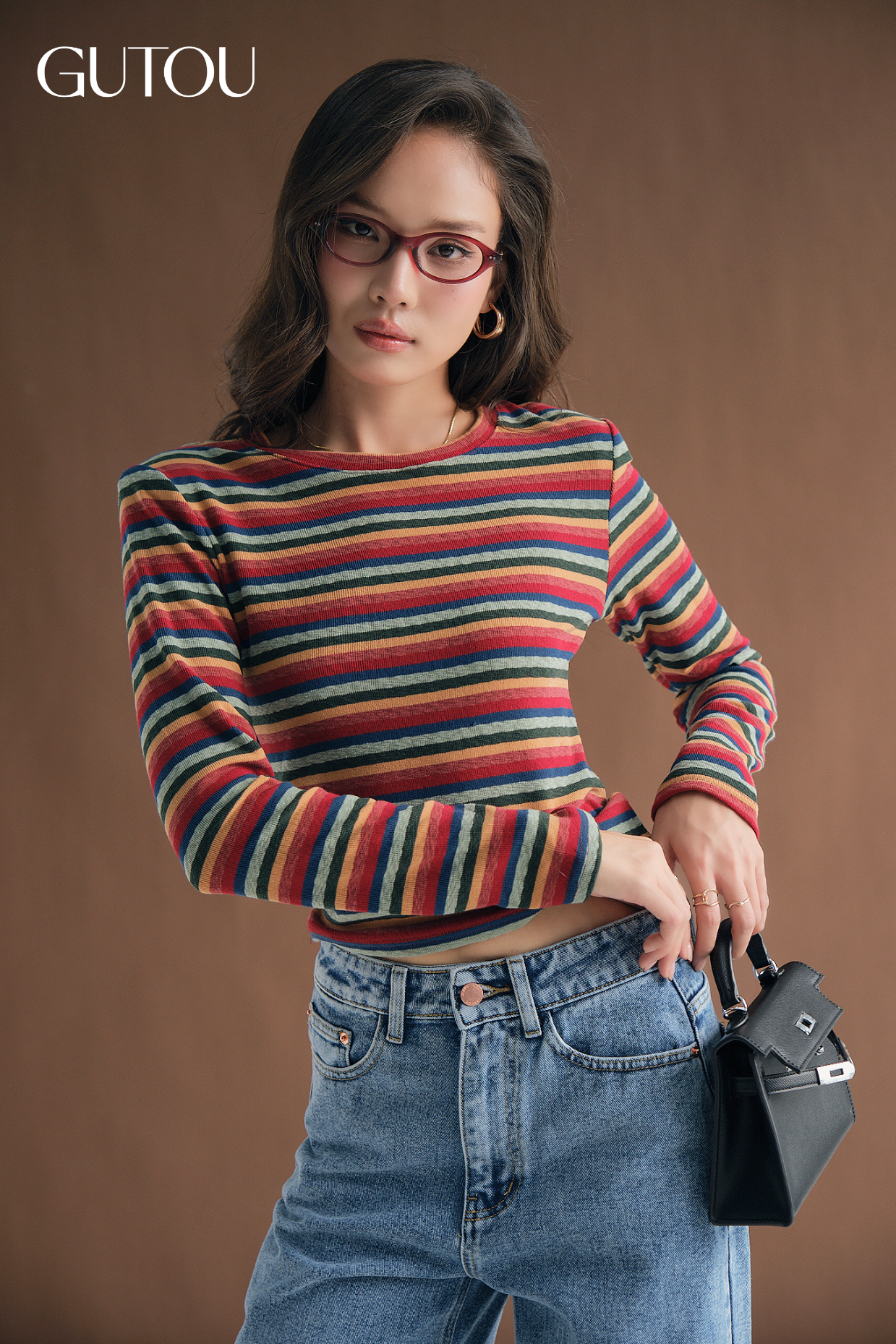 [ GUTOU ] Áo Thun Dài Tay Echo Stripe Top