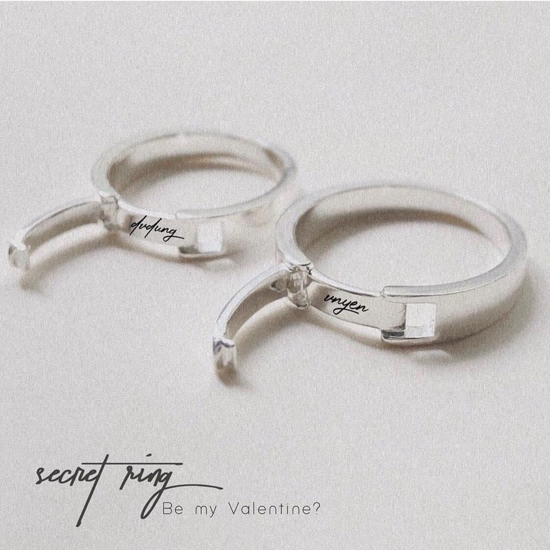 ĐN89 - Nhẫn đôi khóa bật thông điệp ẩn giấu khắc in theo yêu cầu