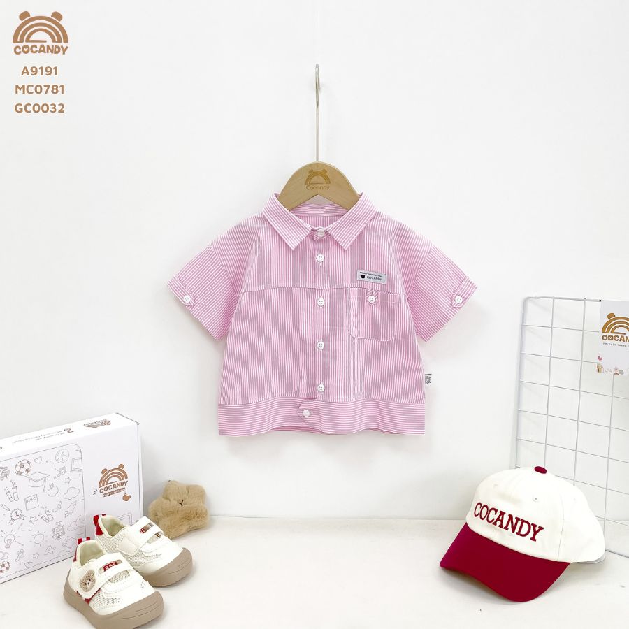 Áo cộc kẻ HỒNG sơ mi giả nẹp gấu áo_thumbnail_1