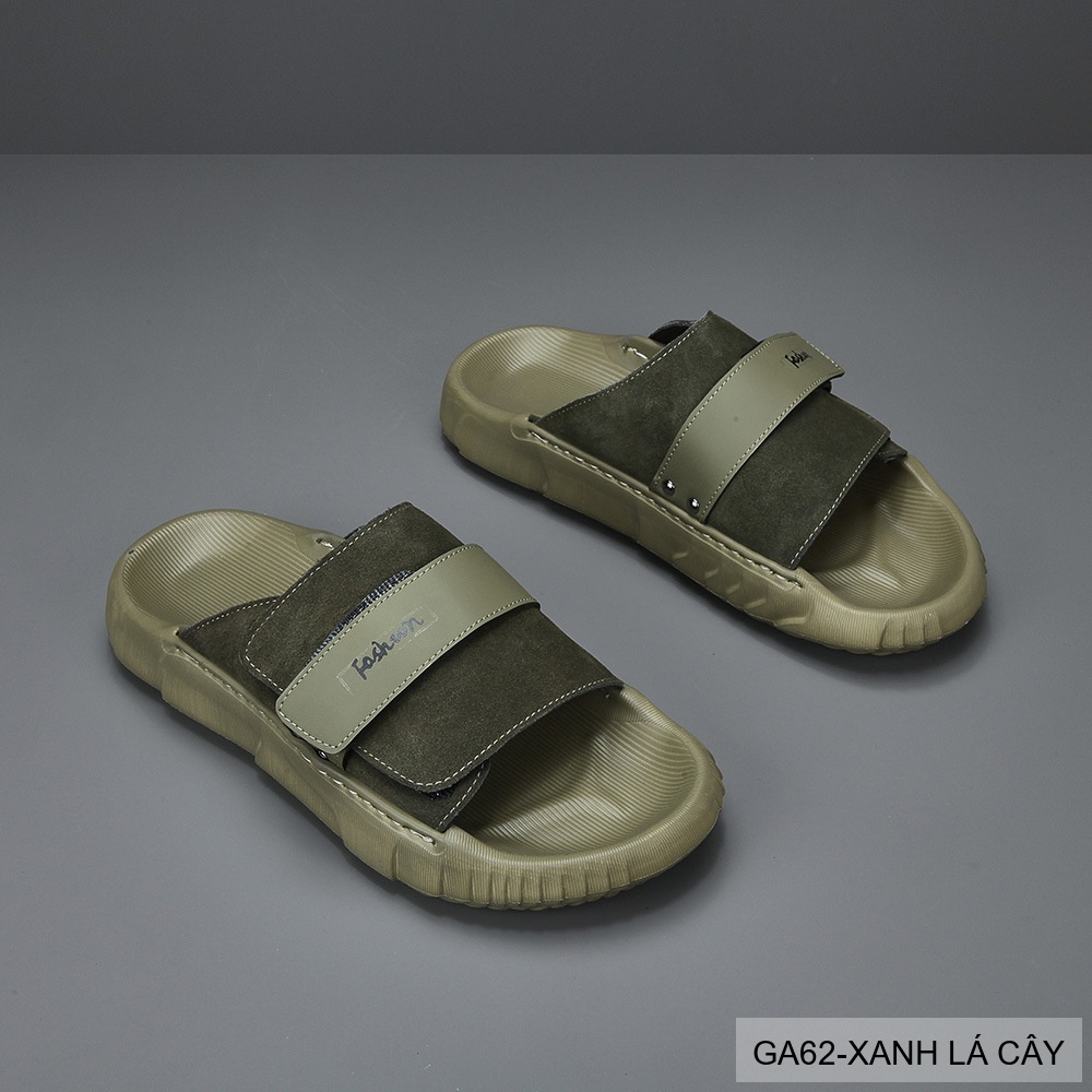 GA62 - Dép xỏ ngón nam phong cách Hàn, đế cao su êm ái, chất liệu da bò, 3 màu Trắng Xanh Lá Đen