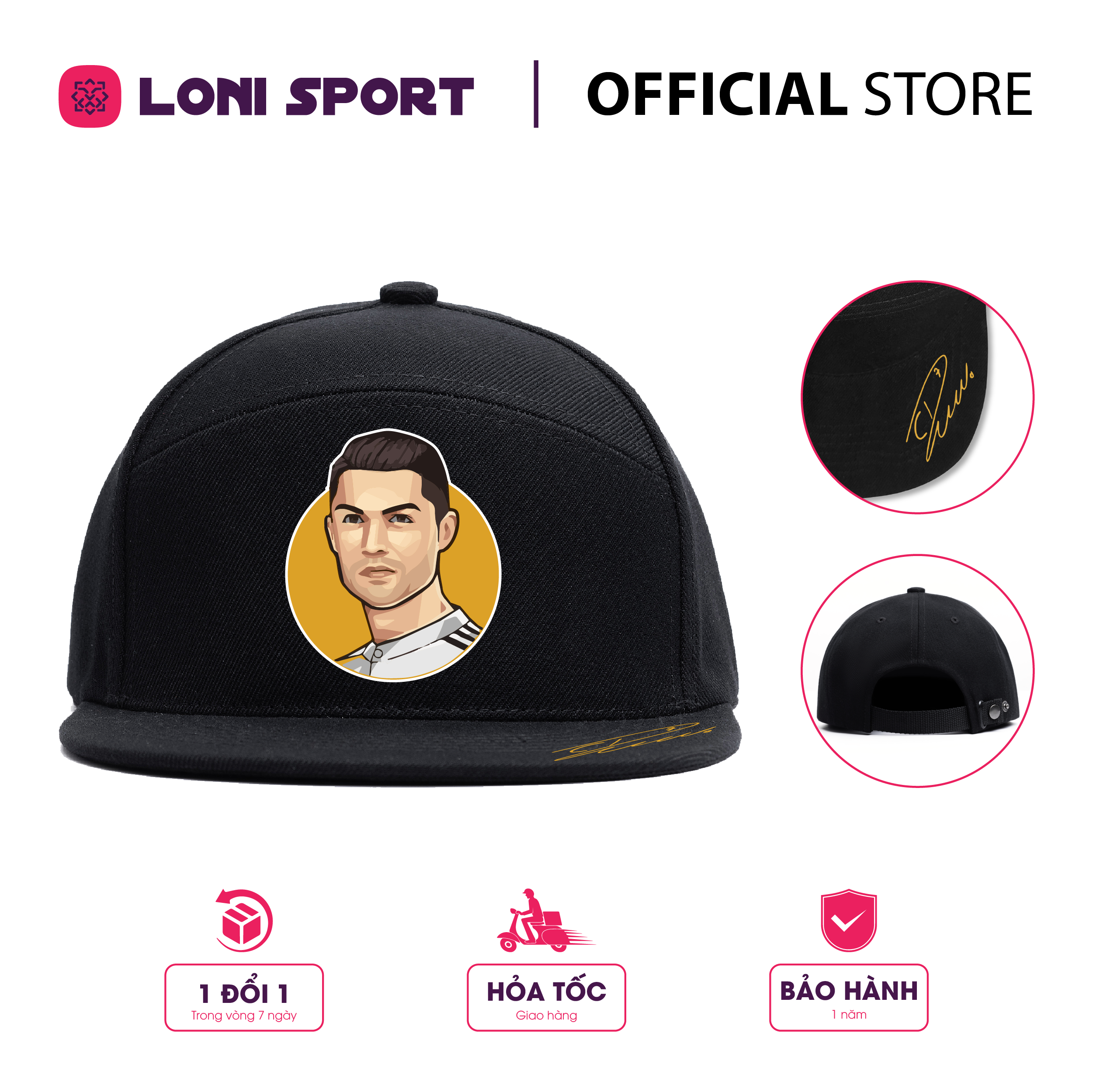 Nón Snapback khóa bấm kim loại - đen_thumbnail_5