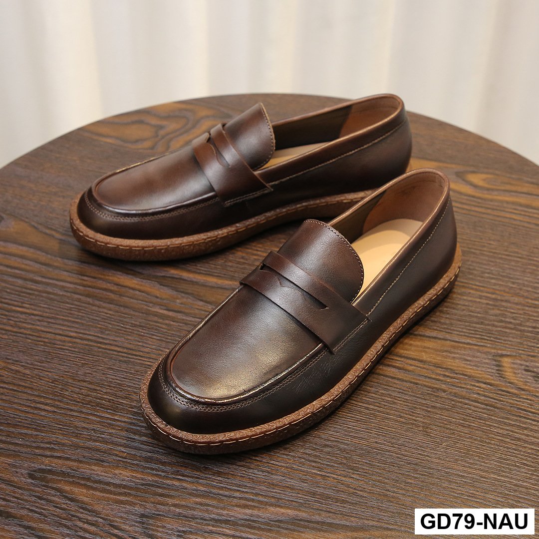 GD79 - Giày lười nam da bò lớp một, da thật, giày da bóng màu retro, giày lười nam đế mềm, thoáng khí, thấm hút mồ hôi_thumbnail_6