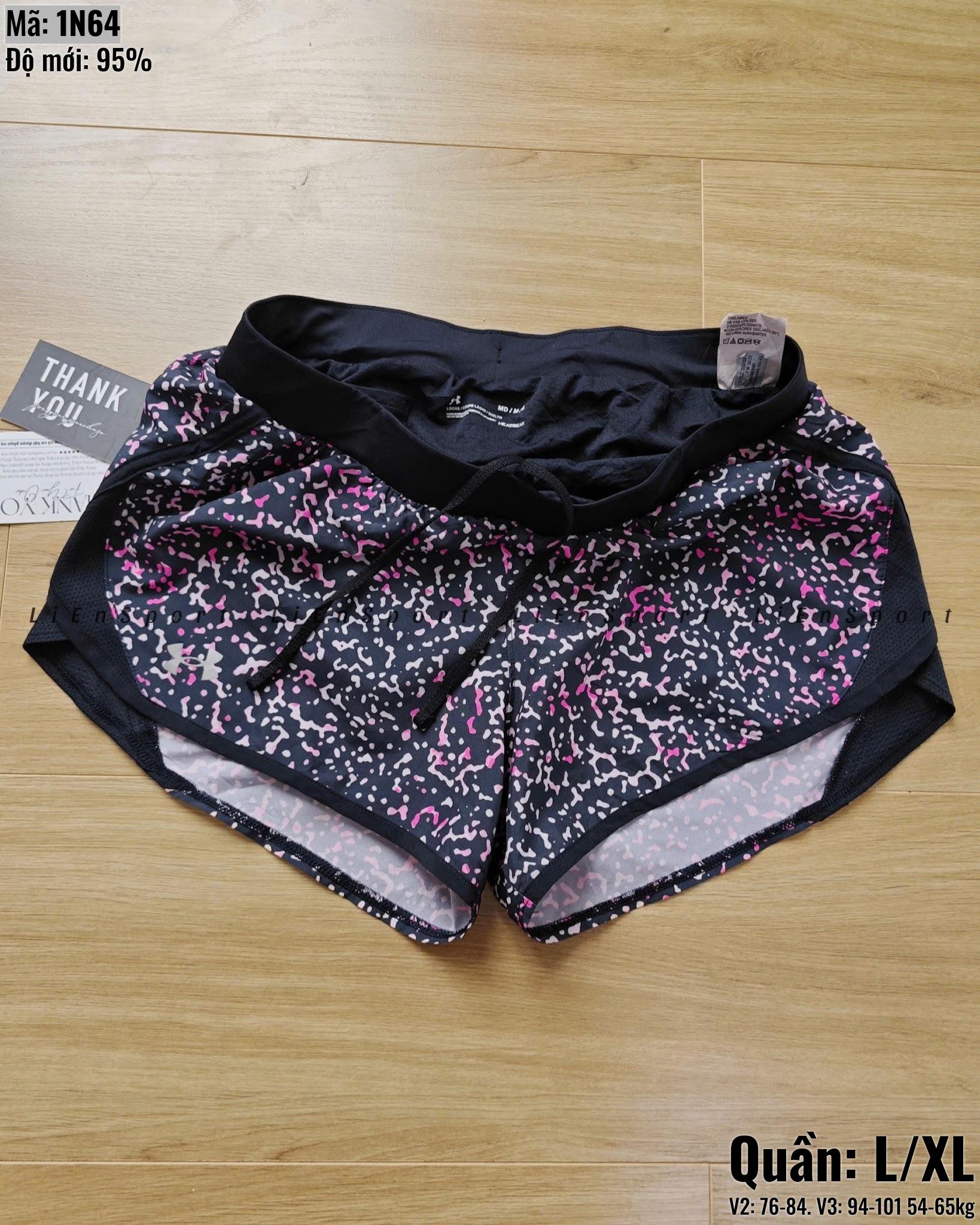 Under Armour Quần short thể thao Nữ Size L XL Đen xám hồng chấm bi Auth 2nd Dáng suông rộng Lớp lót chip Vải lưới thoáng khí Cạp chun dây rút Polyester thấm hút Phù hợp gym chạy bộ Mã:1N64