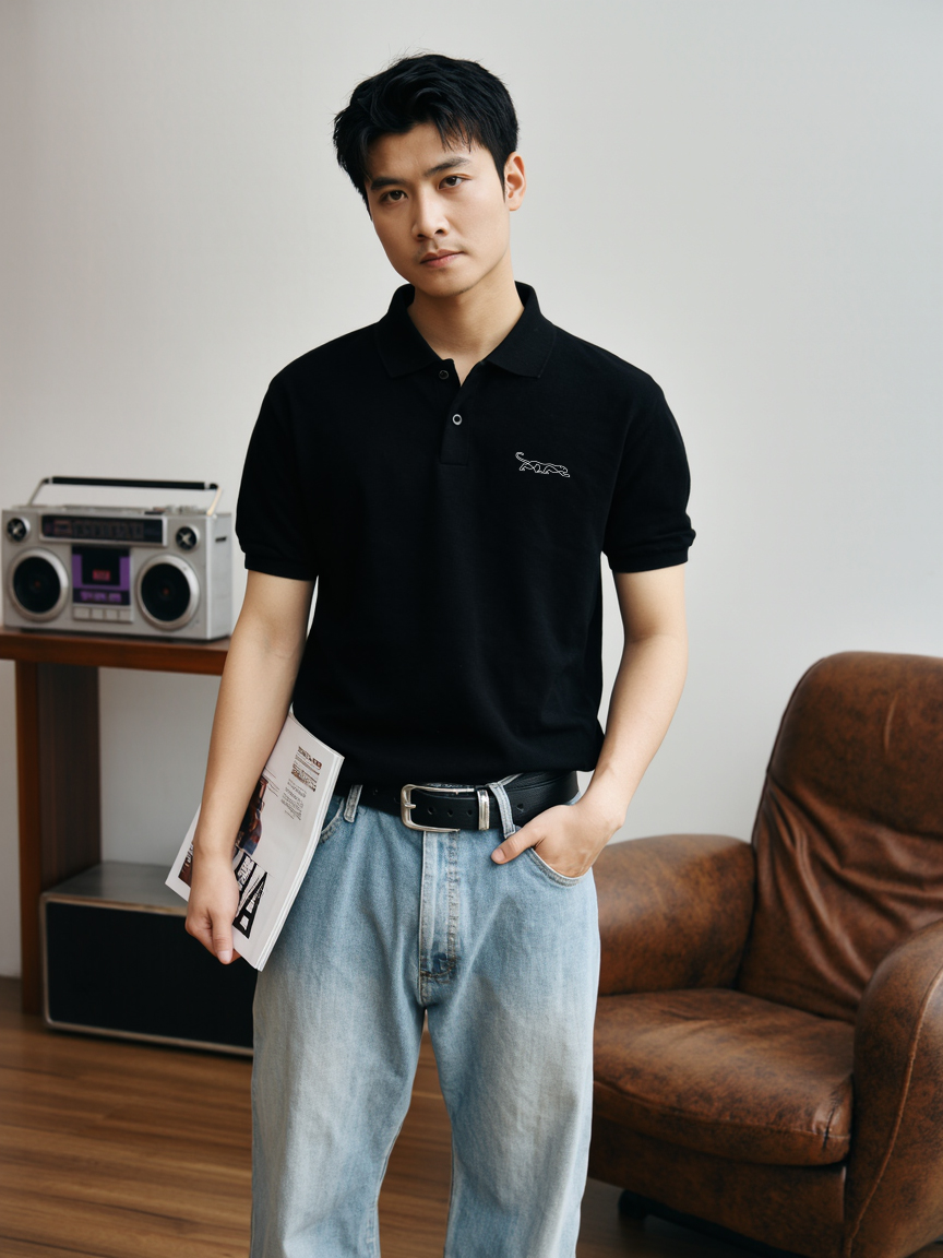 Áo polo nam form vừa vải cá sấu PLCSD2429 Miucho Iconic tay ngắn cổ trụ in artwork_thumbnail_5
