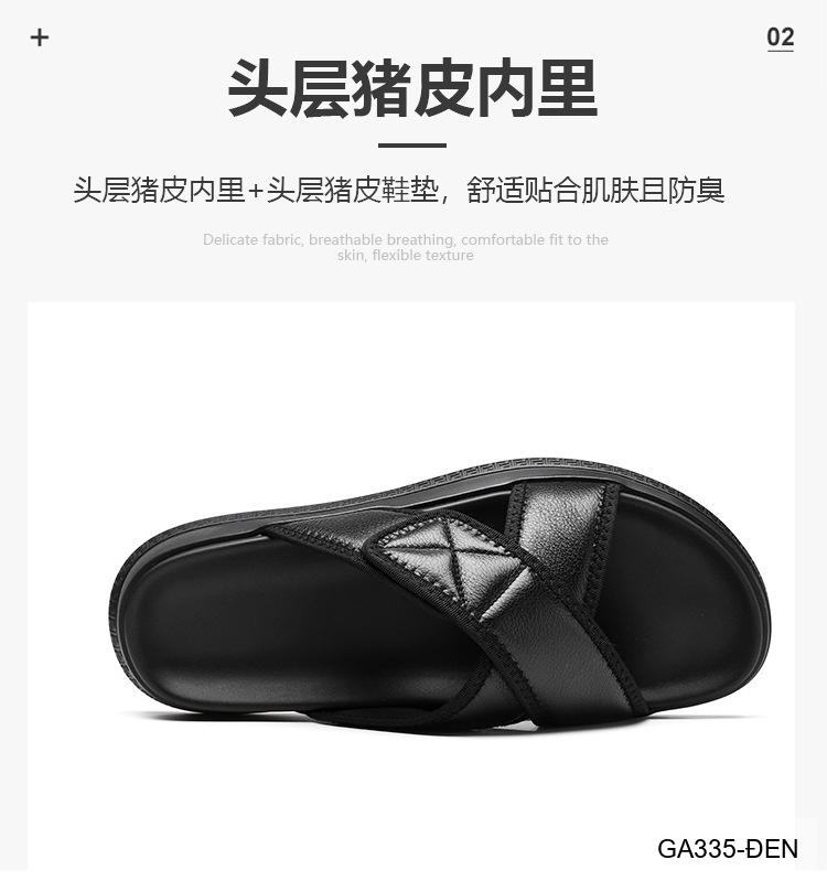 GA335 - Dép lê nam da bò kiểu Hàn màu đen đế cao su êm chân_thumbnail_17