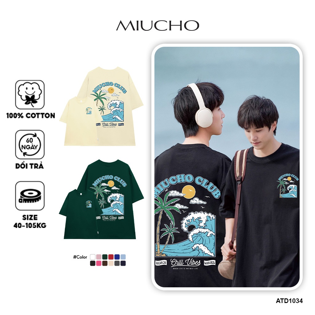 Áo phông nam mùa hè đi biển form rộng nhiều màu ATD1034 Miucho Man tay ngắn cổ tròn in mix_thumbnail_8