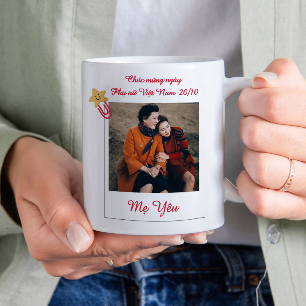 Ly sứ trắng in hình theo yêu cầu, quà tặng ý nghĩa dành cho mẹ nhân dịp sinh nhật, 8/3, 20/10, ngày đặc biệt