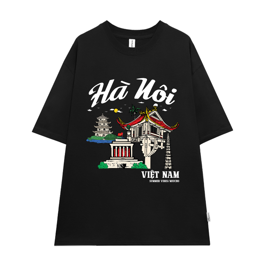 Áo thun du lịch Hà Nội ATD1264 Miucho vải cotton thoáng mát in mix_thumbnail_9