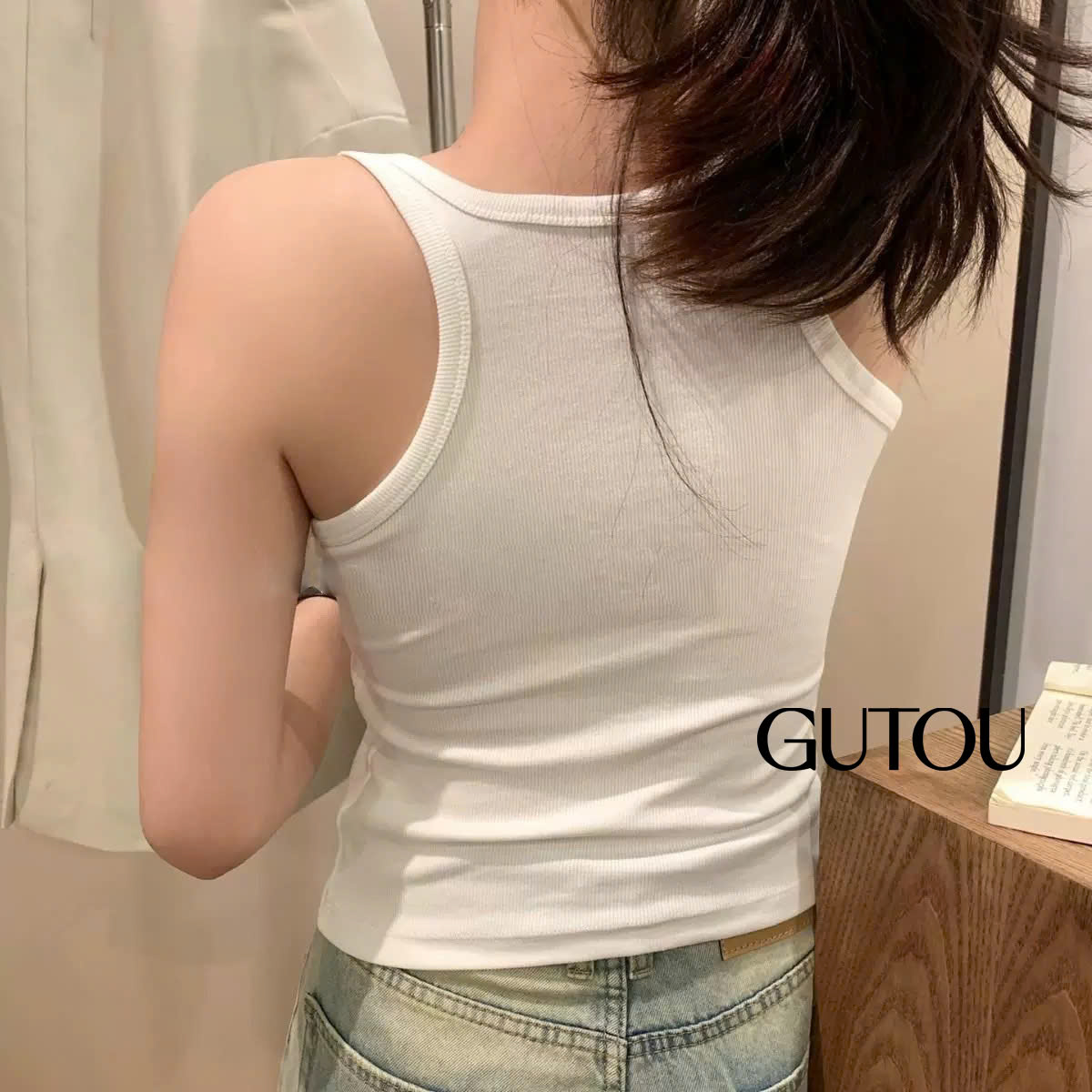 [ GUTOU ] Áo Ba Lỗ Basic Thêu 