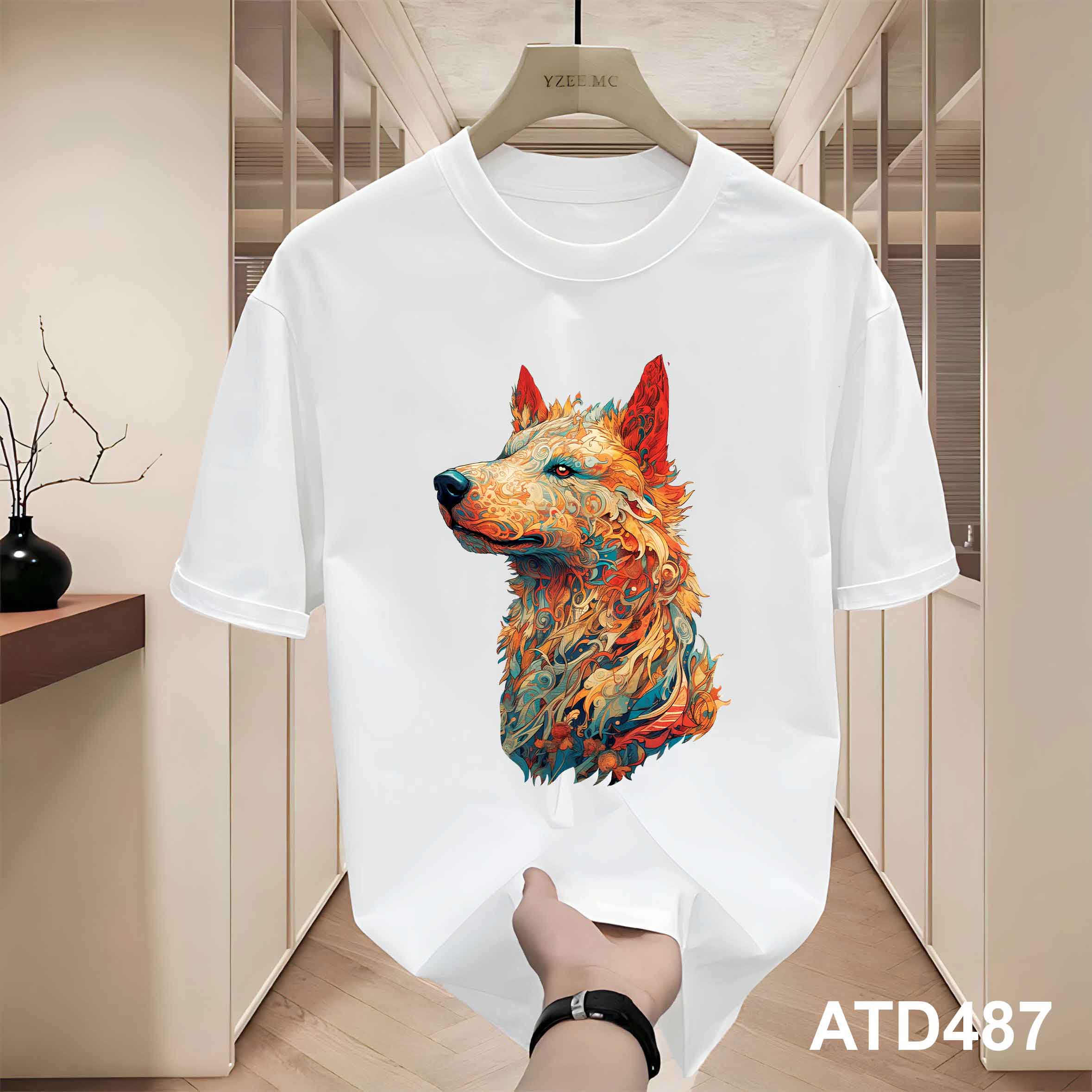Áo thun nam form rộng 12 con giáp tuổi Tuất ATD487 Miucho Iconic cotton cổ tròn in graphic_thumbnail_3
