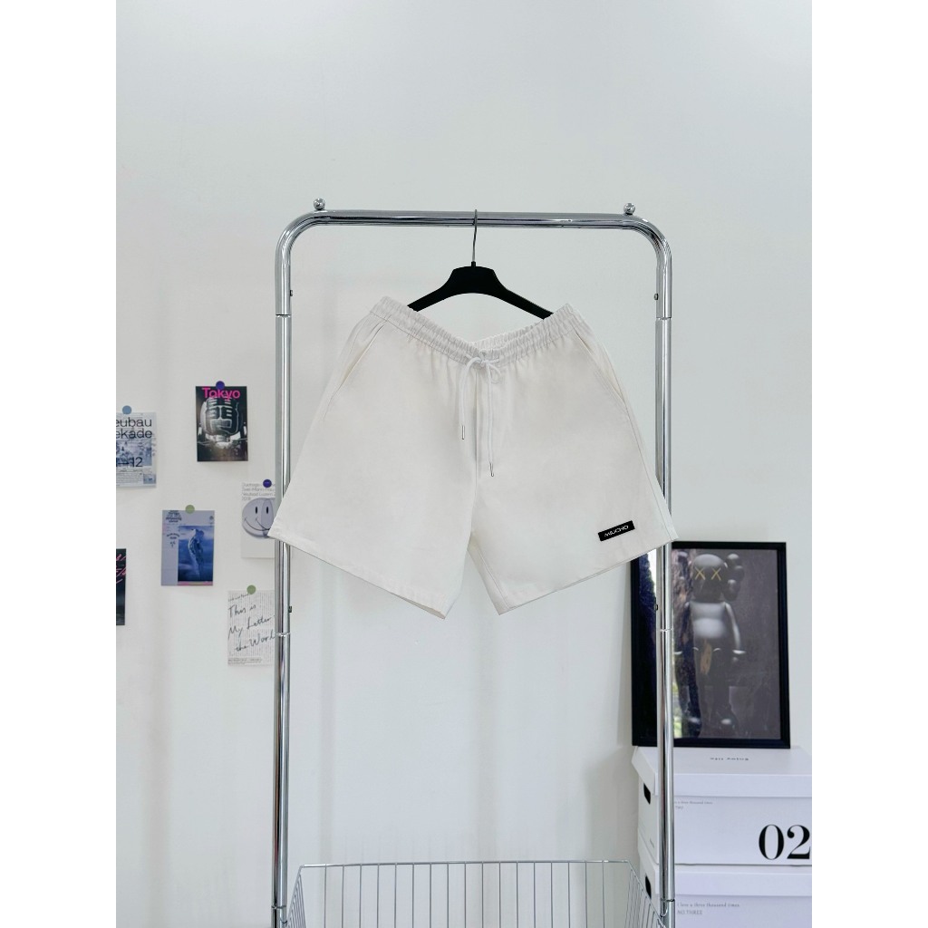 Quần đùi nam nữ, quần short Unisex trơn có logo chất kaki QNT01 Miucho basic_thumbnail_0