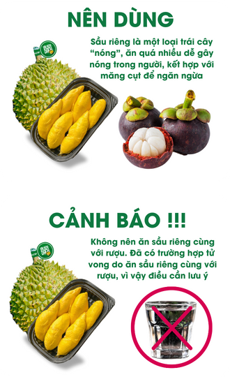 Sầu riêng là một loại trái cây “nóng”, ăn quá nhiều dễ gây nóng trong người, kết hợp với măng cụt để ngăn ngừa (1)